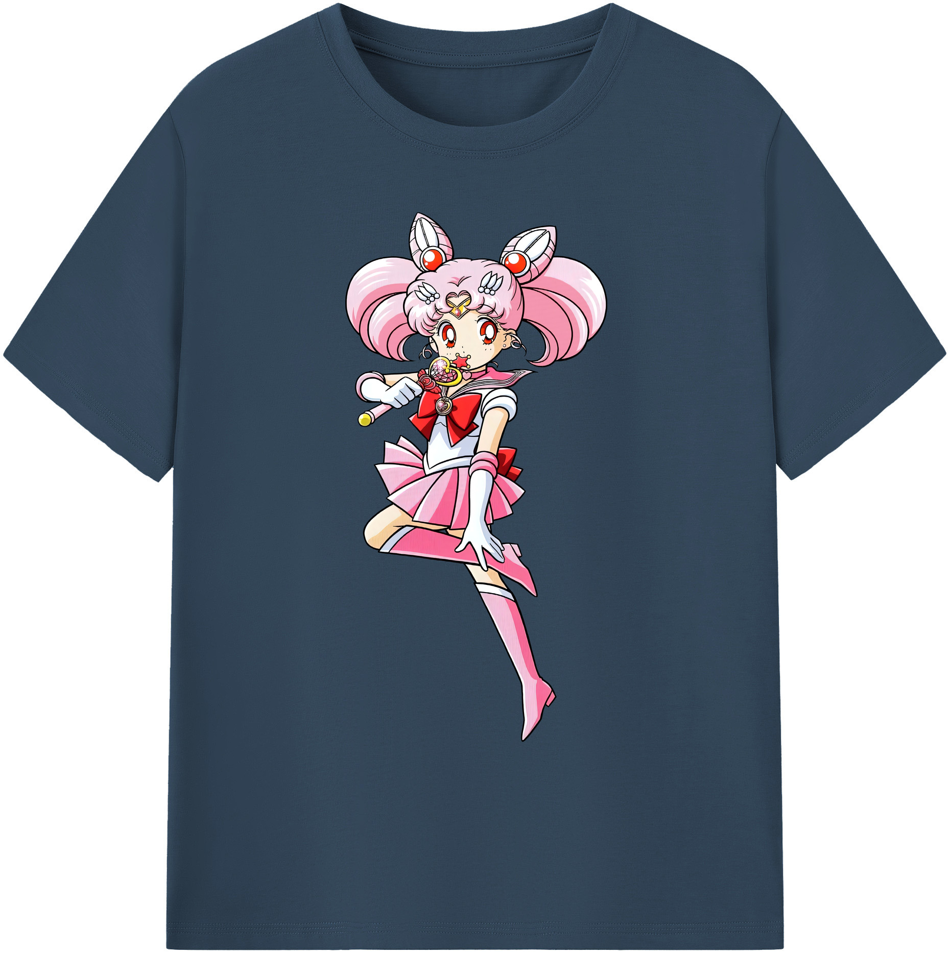 （画像用） 美少女戦士セーラームーン ちびうさ Sailor Moon Chibiusa Tsukino Usagi Small Lady Serenity 綿100％ メンズ半袖Tシャツ｜肌触りやわらか＆通気性