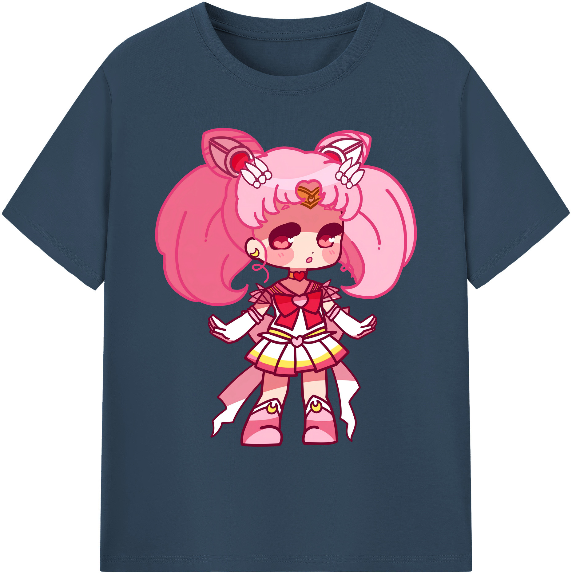 （画像用） 美少女戦士セーラームーン ちびうさ Sailor Moon Chibiusa Tsukino Usagi Small Lady Serenity 綿100％ メンズ半袖Tシャツ｜肌触りやわらか＆通気性