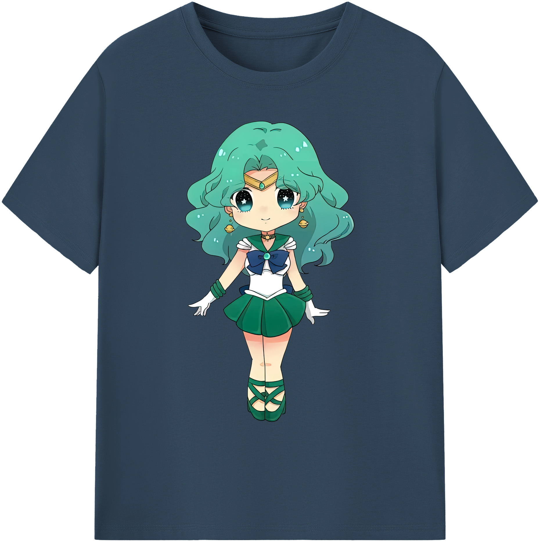 （画像用） 美少女戦士セーラームーン 海王 みちる（かいおう みちる） Sailor Moon Kaiou Michiru 綿100％ メンズ半袖Tシャツ｜肌触りやわらか＆通気性