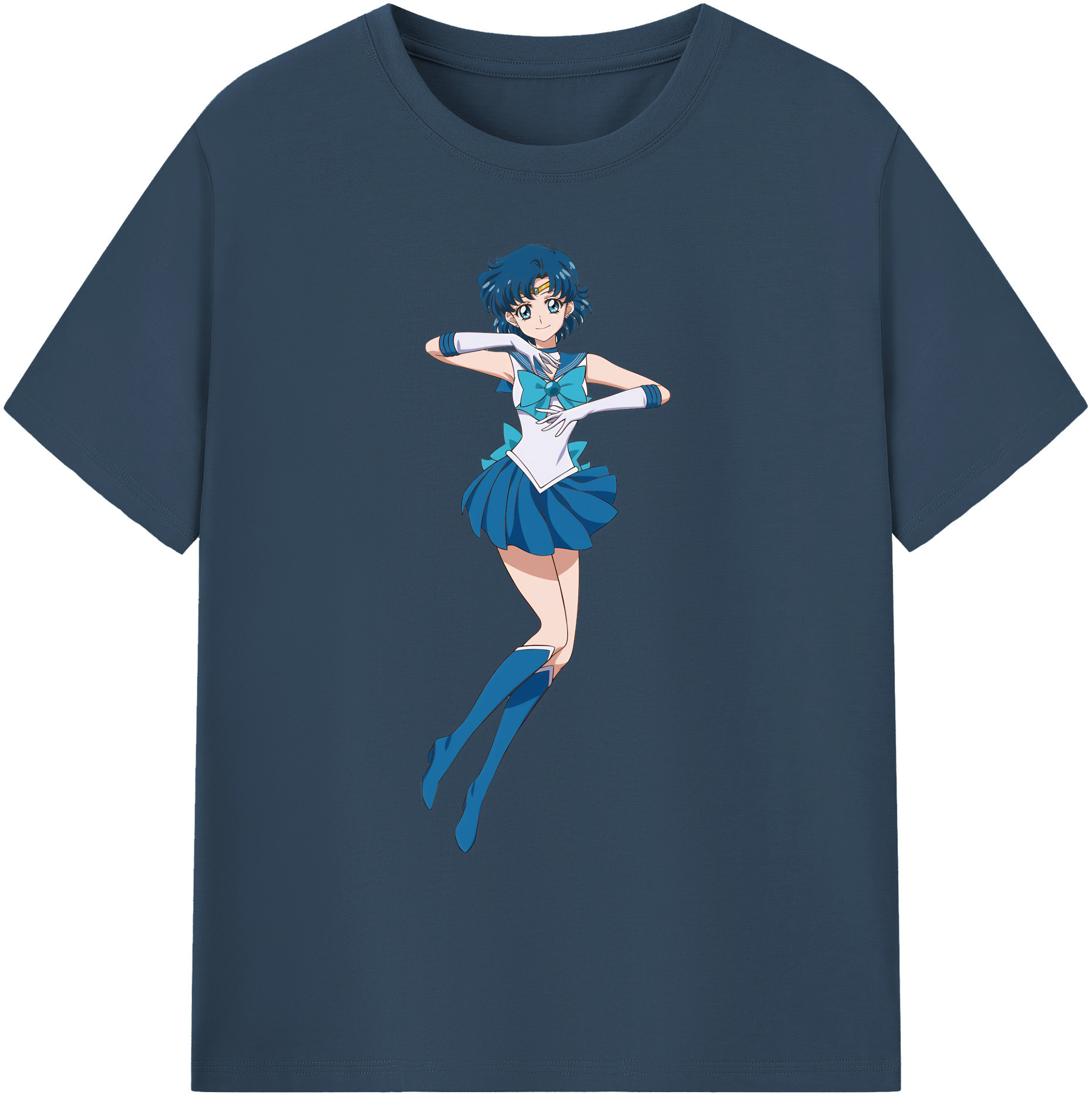 （画像用） 美少女戦士セーラームーン 水野 亜美 みずの あみ Sailor Moon Mizuno Ami 綿100％ メンズ半袖Tシャツ｜肌触りやわらか＆通気性