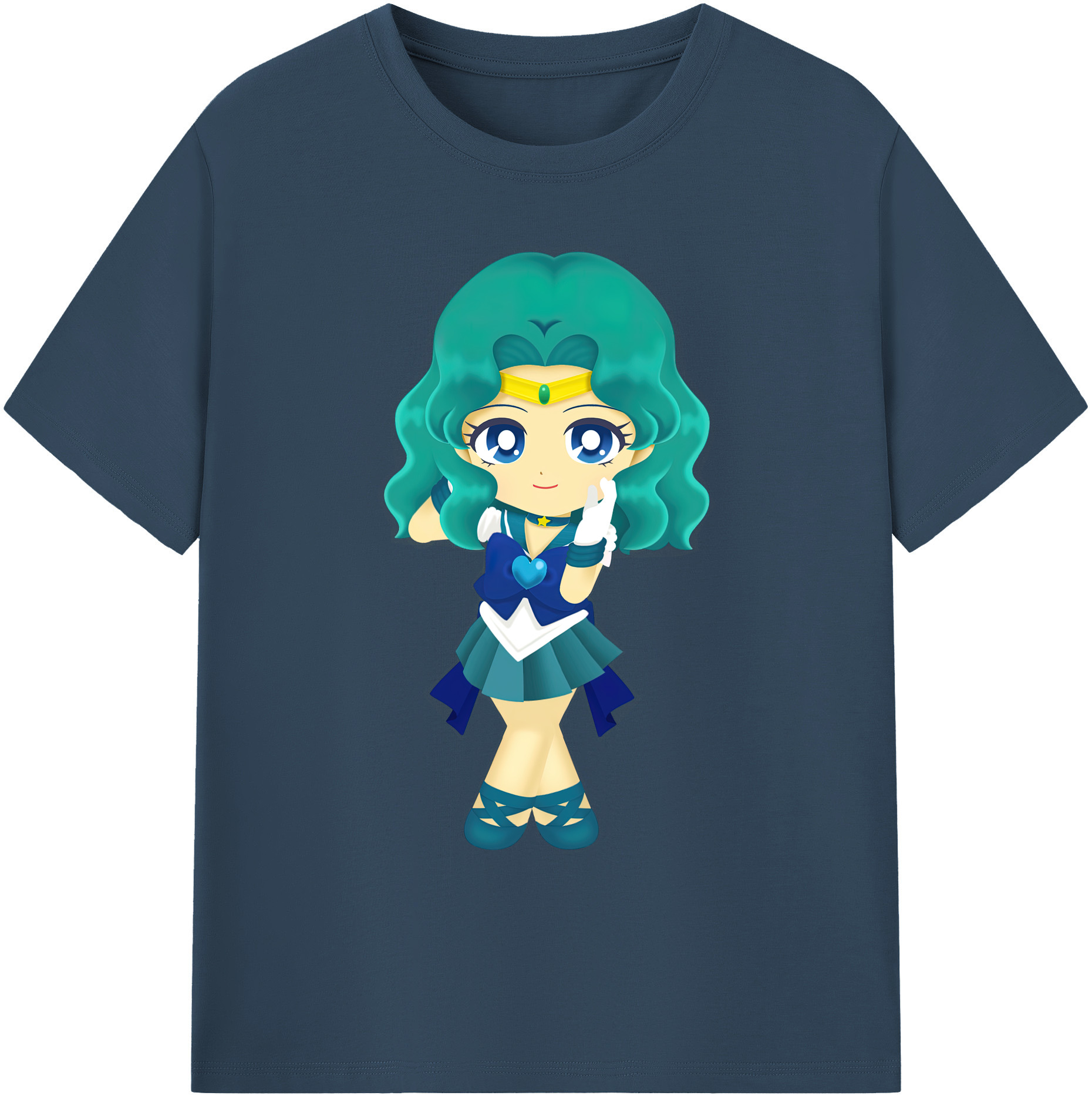 （画像用） 美少女戦士セーラームーン 海王 みちる（かいおう みちる） Sailor Moon Kaiou Michiru 綿100％ メンズ半袖Tシャツ｜肌触りやわらか＆通気性