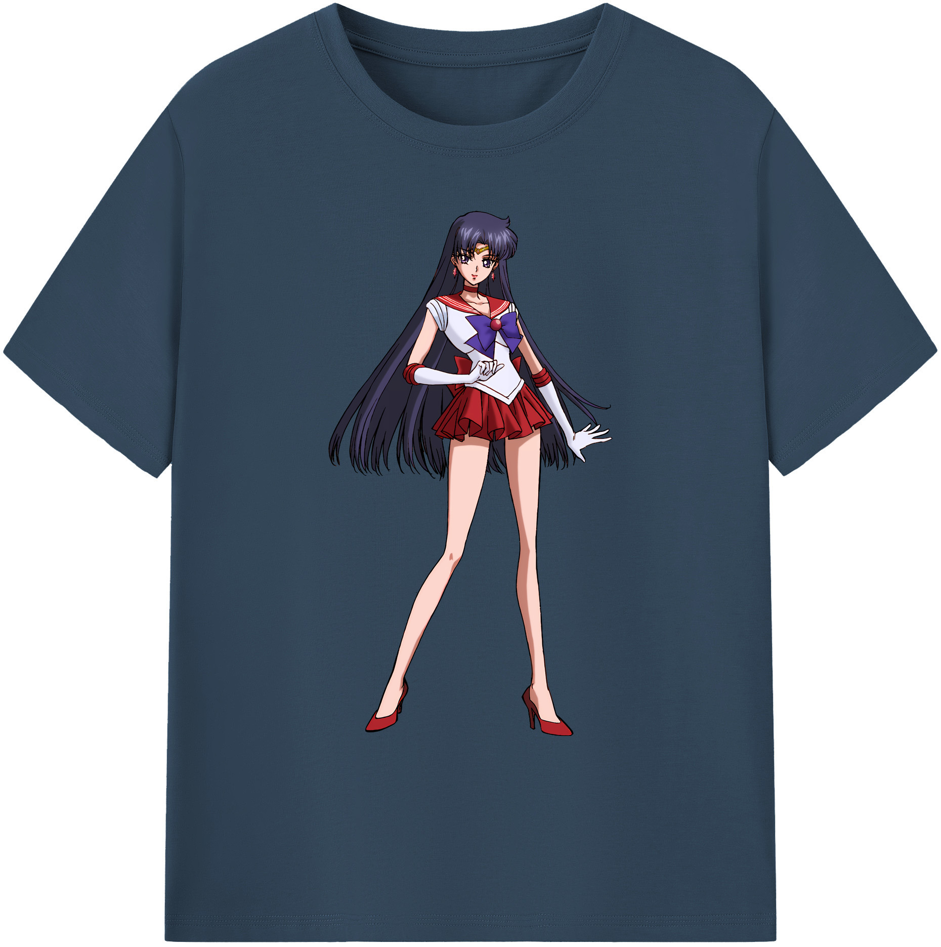 （画像用） 美少女戦士セーラームーン 火野レイ ひの レイ Sailor Moon Hino Rei （セーラーマーズ,Sailor Mars） 綿100％ メンズ半袖Tシャツ｜肌触りやわらか＆通気性