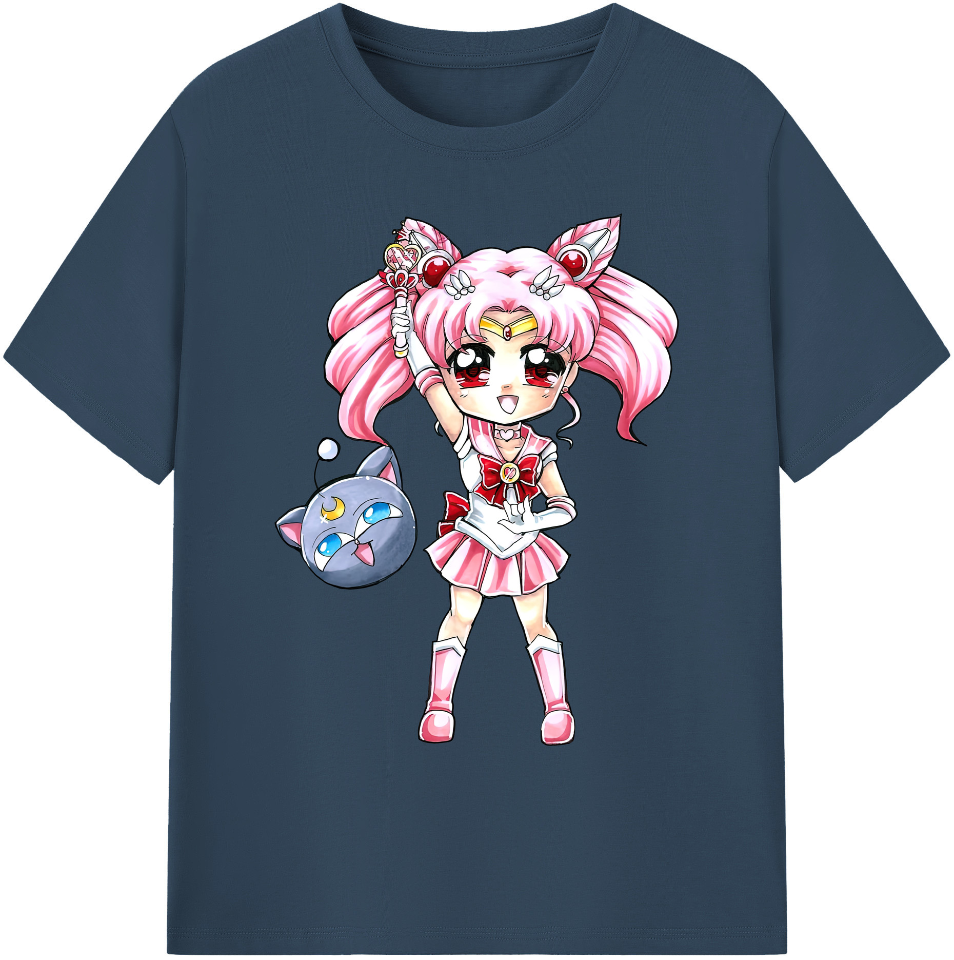 （画像用） 美少女戦士セーラームーン ちびうさ Sailor Moon Chibiusa Tsukino Usagi Small Lady Serenity 綿100％ メンズ半袖Tシャツ｜肌触りやわらか＆通気性
