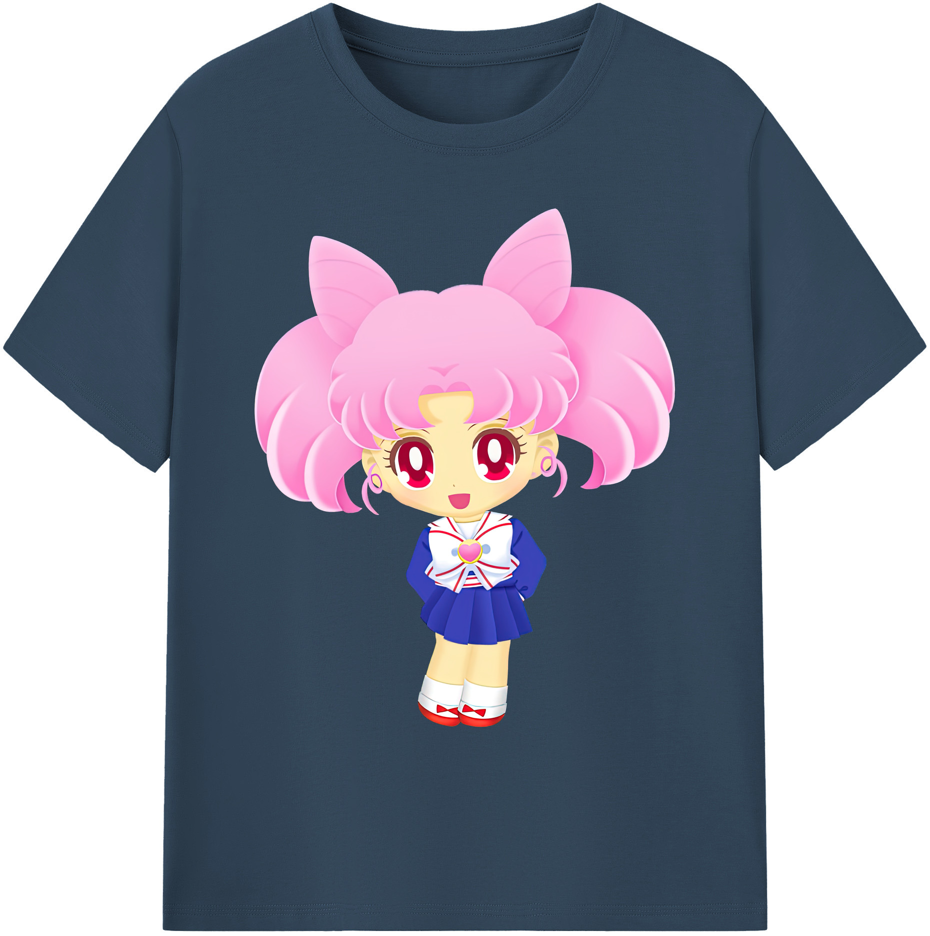 （画像用） 美少女戦士セーラームーン ちびうさ Sailor Moon Chibiusa Tsukino Usagi Small Lady Serenity 綿100％ メンズ半袖Tシャツ｜肌触りやわらか＆通気性