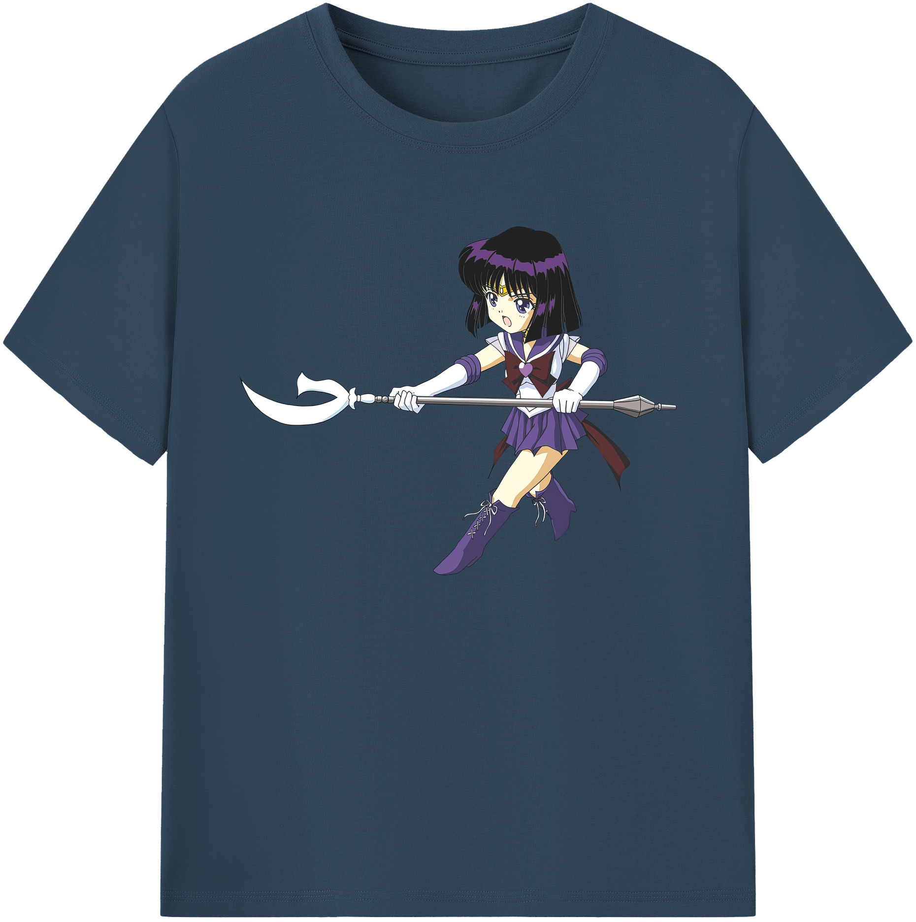 （画像用） 美少女戦士セーラームーン 土萠ほたる Sailor Moon Tomoe Hotaru （セーラーサターン；Sailor Saturn） 綿100％ メンズ半袖Tシャツ｜肌触りやわらか＆通気性