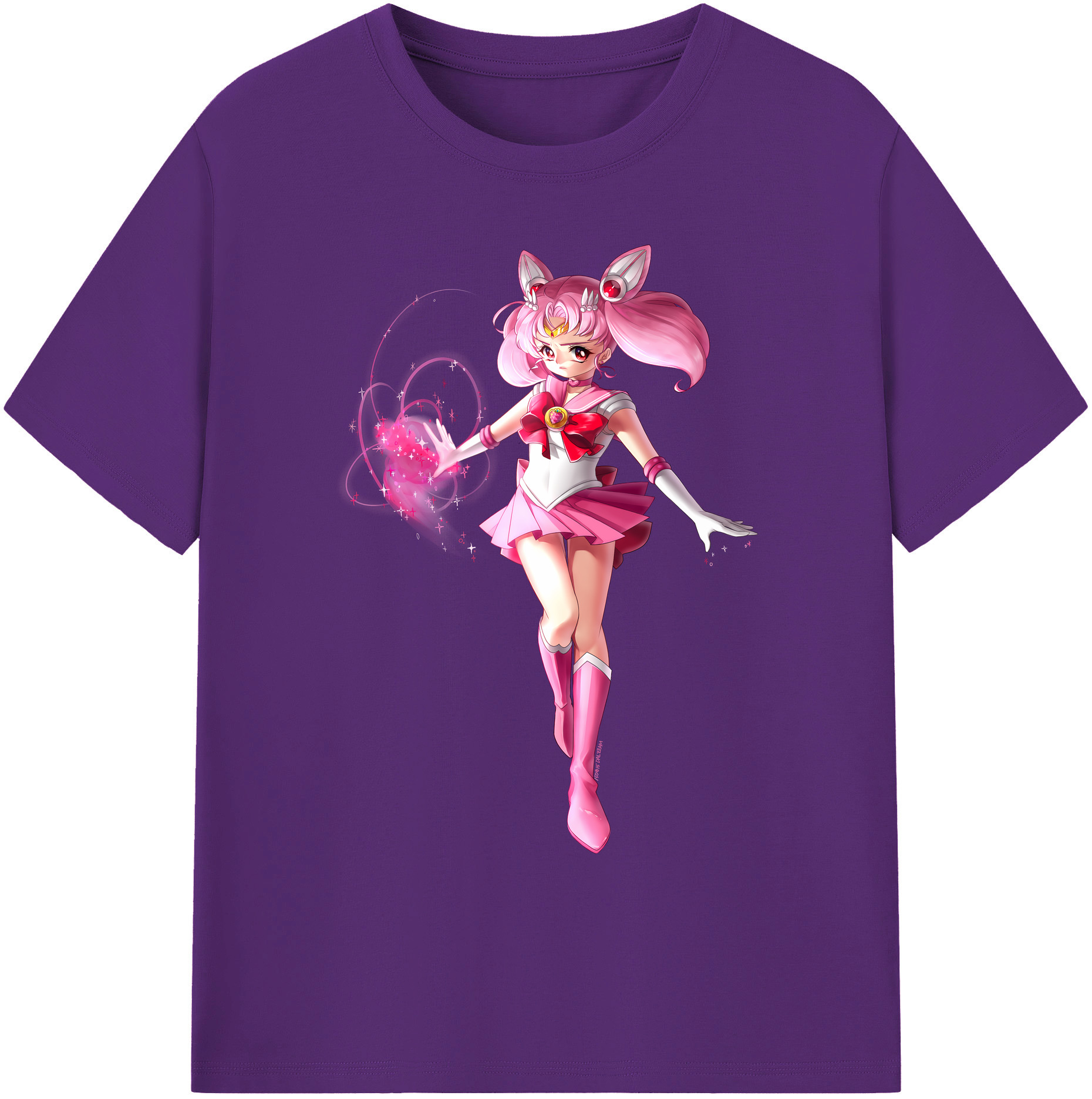 （画像用） 美少女戦士セーラームーン ちびうさ Sailor Moon Chibiusa Tsukino Usagi Small Lady Serenity 綿100％ メンズ半袖Tシャツ｜肌触りやわらか＆通気性