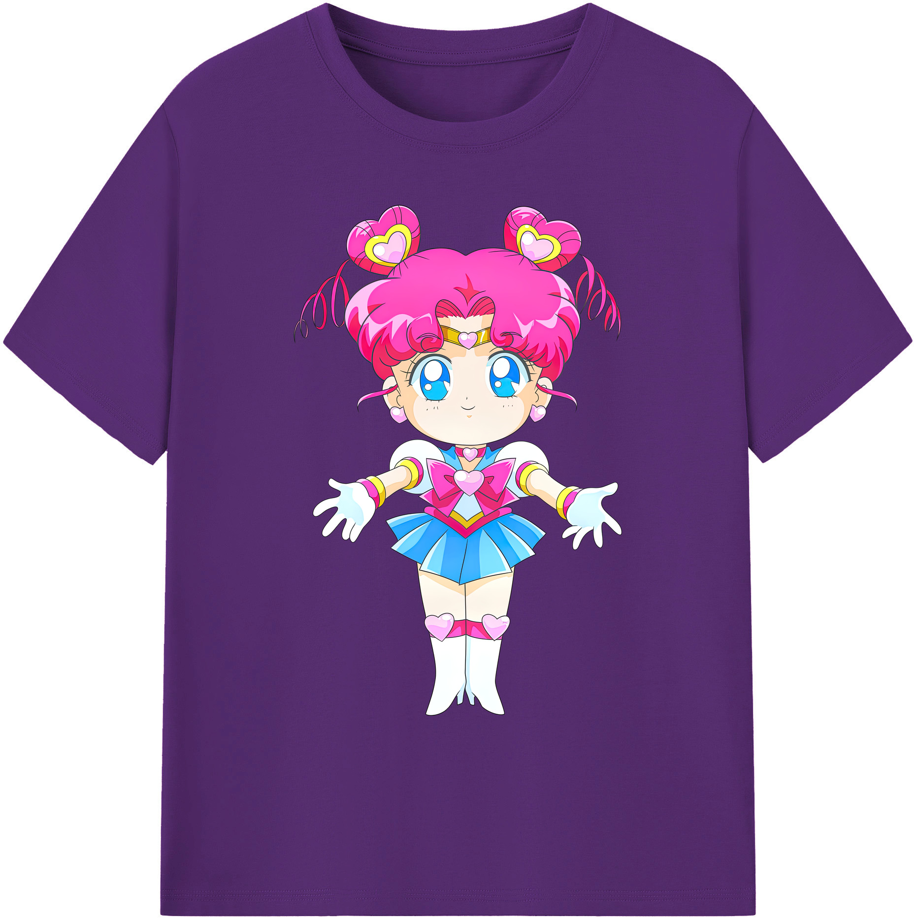 （画像用） 美少女戦士セーラームーン ちびうさ Sailor Moon Chibiusa Tsukino Usagi Small Lady Serenity 綿100％ メンズ半袖Tシャツ｜肌触りやわらか＆通気性