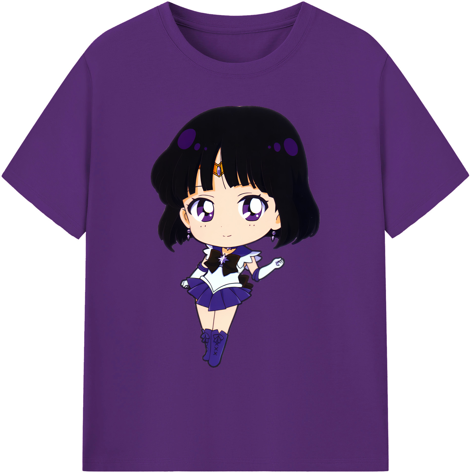（画像用） 美少女戦士セーラームーン 土萠ほたる Sailor Moon Tomoe Hotaru （セーラーサターン；Sailor Saturn） 綿100％ メンズ半袖Tシャツ｜肌触りやわらか＆通気性