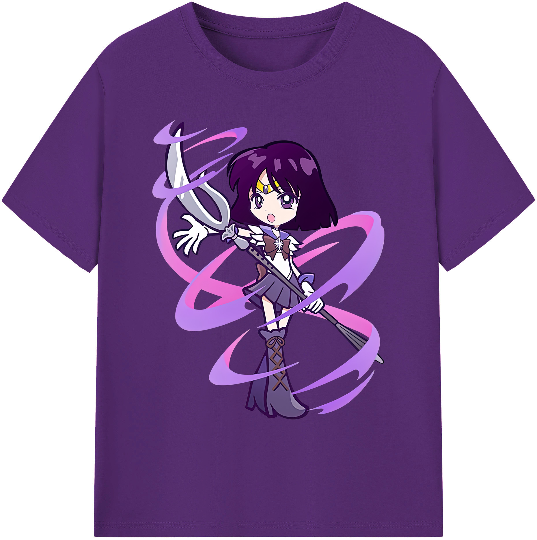 （画像用） 美少女戦士セーラームーン 土萠ほたる Sailor Moon Tomoe Hotaru （セーラーサターン；Sailor Saturn） 綿100％ メンズ半袖Tシャツ｜肌触りやわらか＆通気性