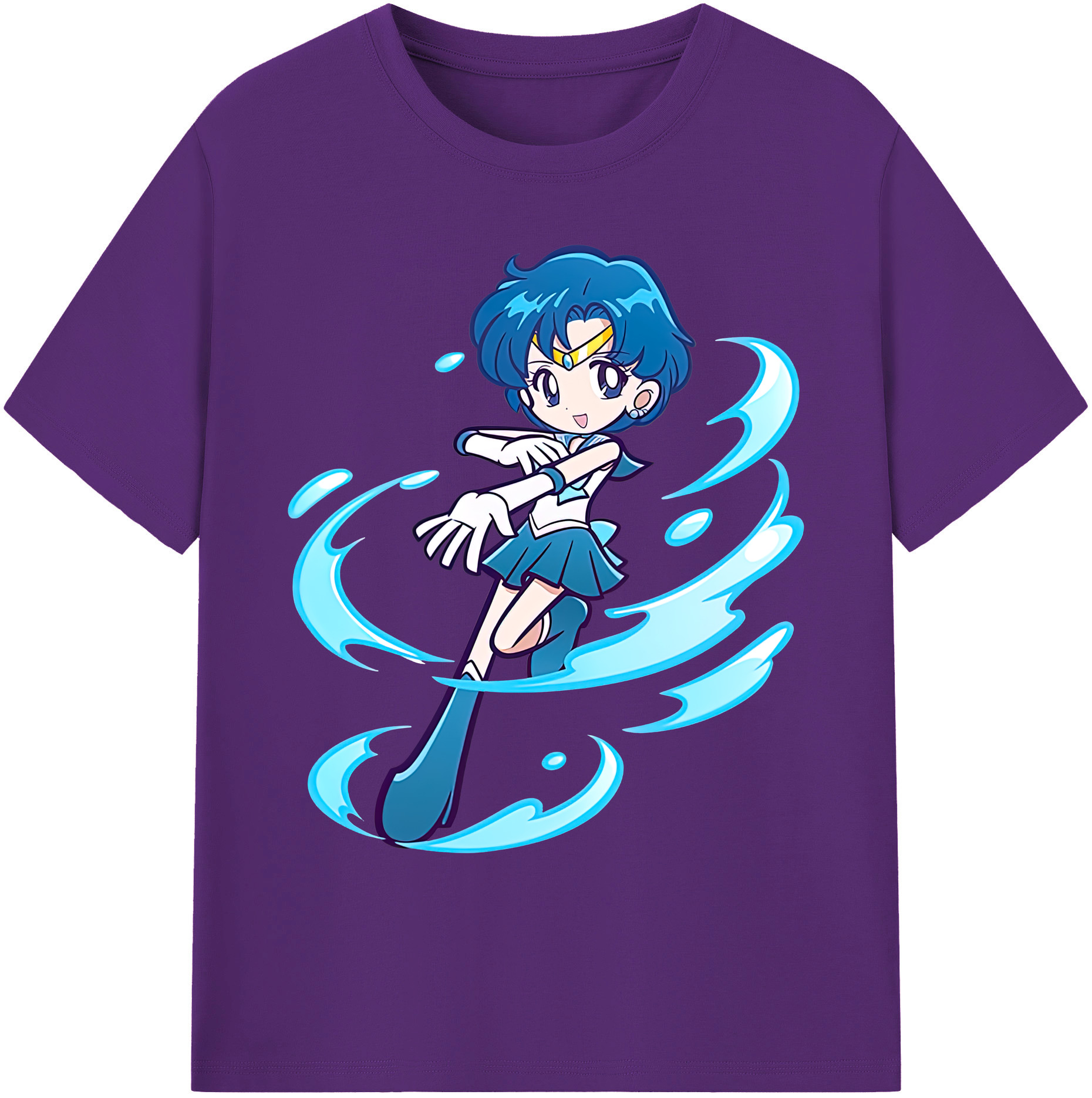 （画像用） 美少女戦士セーラームーン 水野 亜美 みずの あみ Sailor Moon Mizuno Ami 綿100％ メンズ半袖Tシャツ｜肌触りやわらか＆通気性