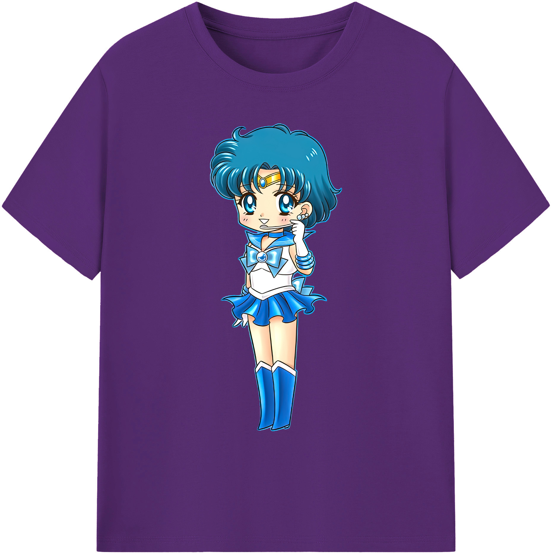 （画像用） 美少女戦士セーラームーン 水野 亜美 みずの あみ Sailor Moon Mizuno Ami 綿100％ メンズ半袖Tシャツ｜肌触りやわらか＆通気性