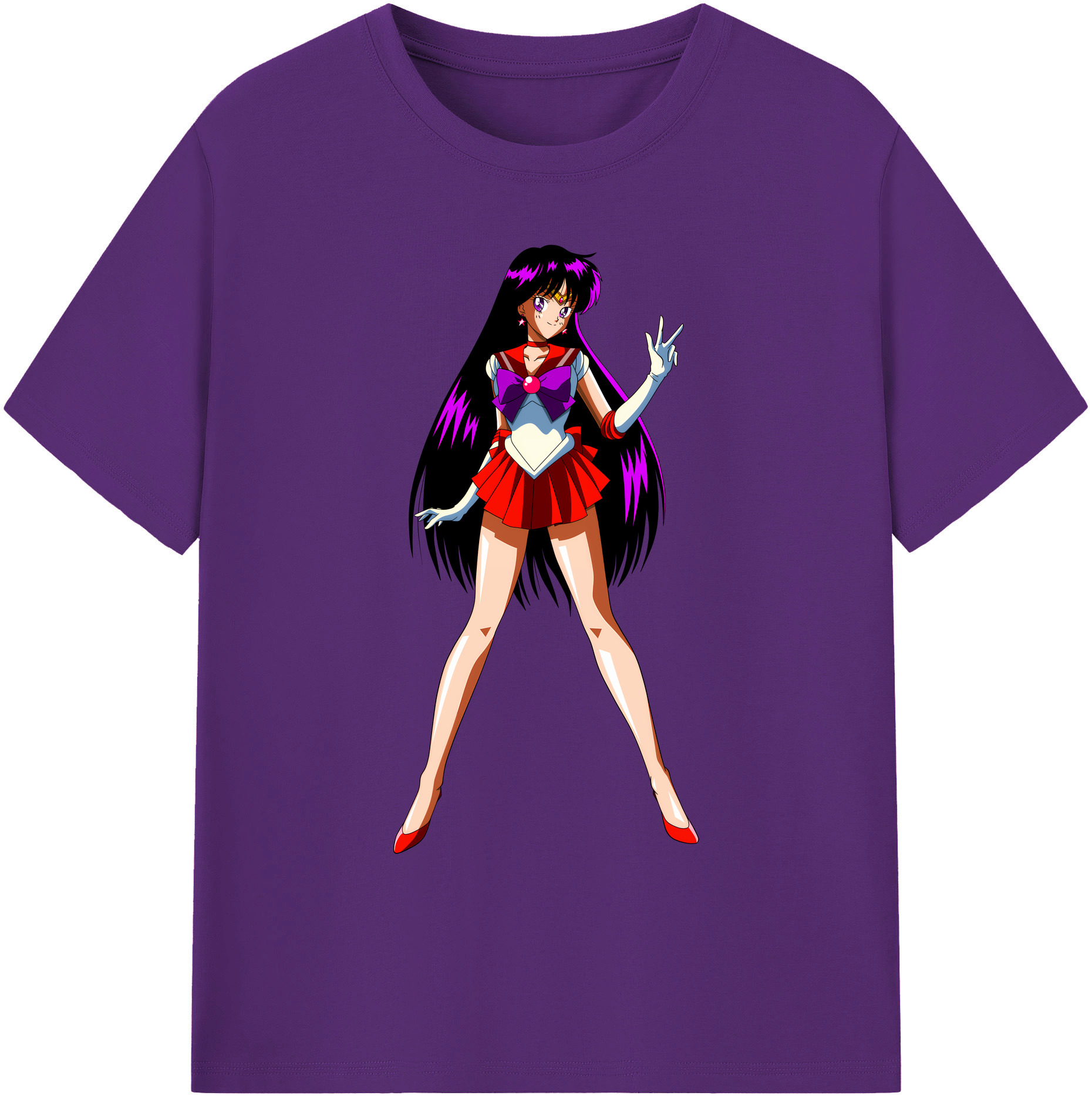 （画像用） 美少女戦士セーラームーン 火野レイ ひの レイ Sailor Moon Hino Rei （セーラーマーズ,Sailor Mars） 綿100％ メンズ半袖Tシャツ｜肌触りやわらか＆通気性