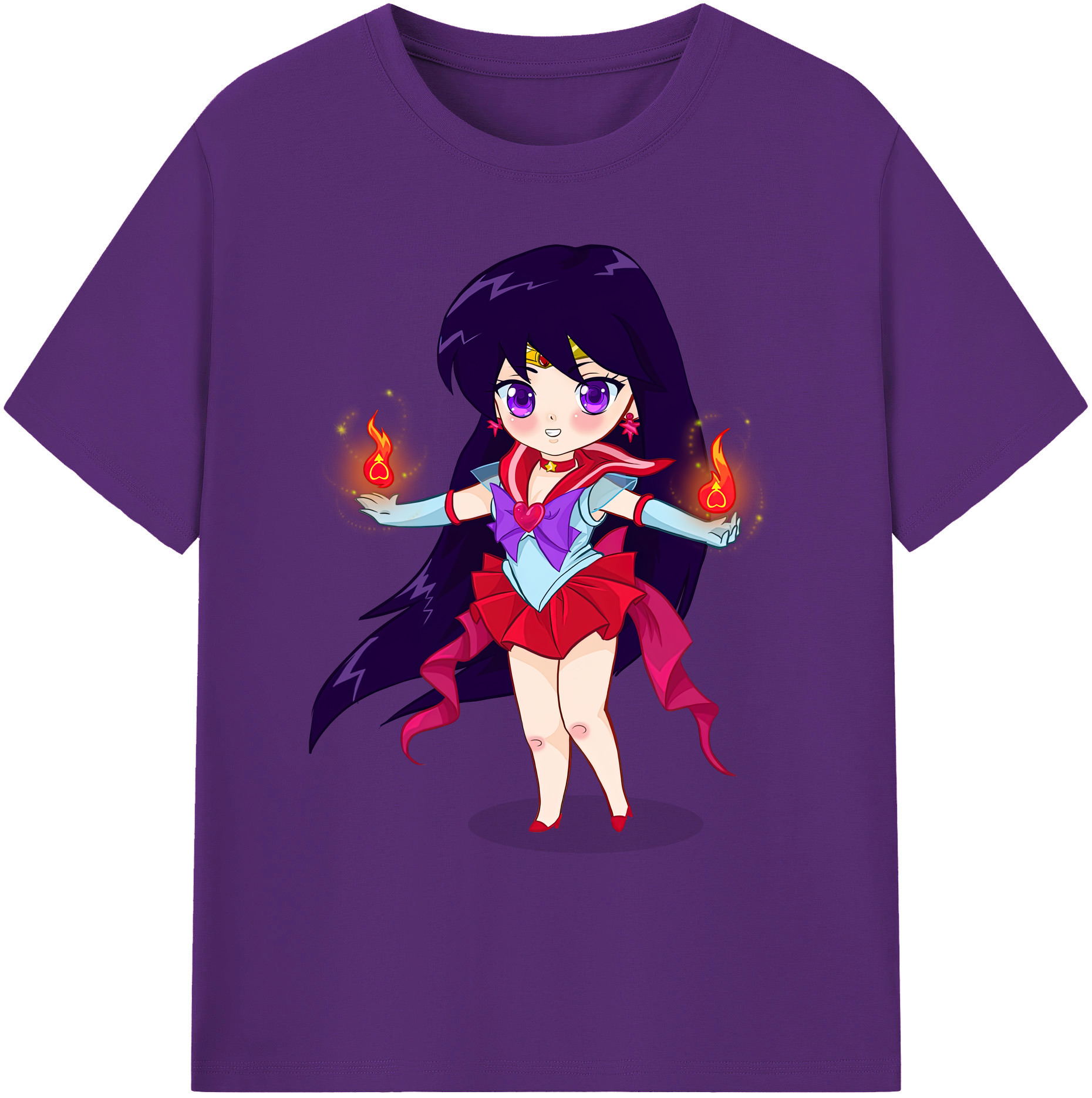 （画像用） 美少女戦士セーラームーン 火野レイ ひの レイ Sailor Moon Hino Rei （セーラーマーズ,Sailor Mars） 綿100％ メンズ半袖Tシャツ｜肌触りやわらか＆通気性