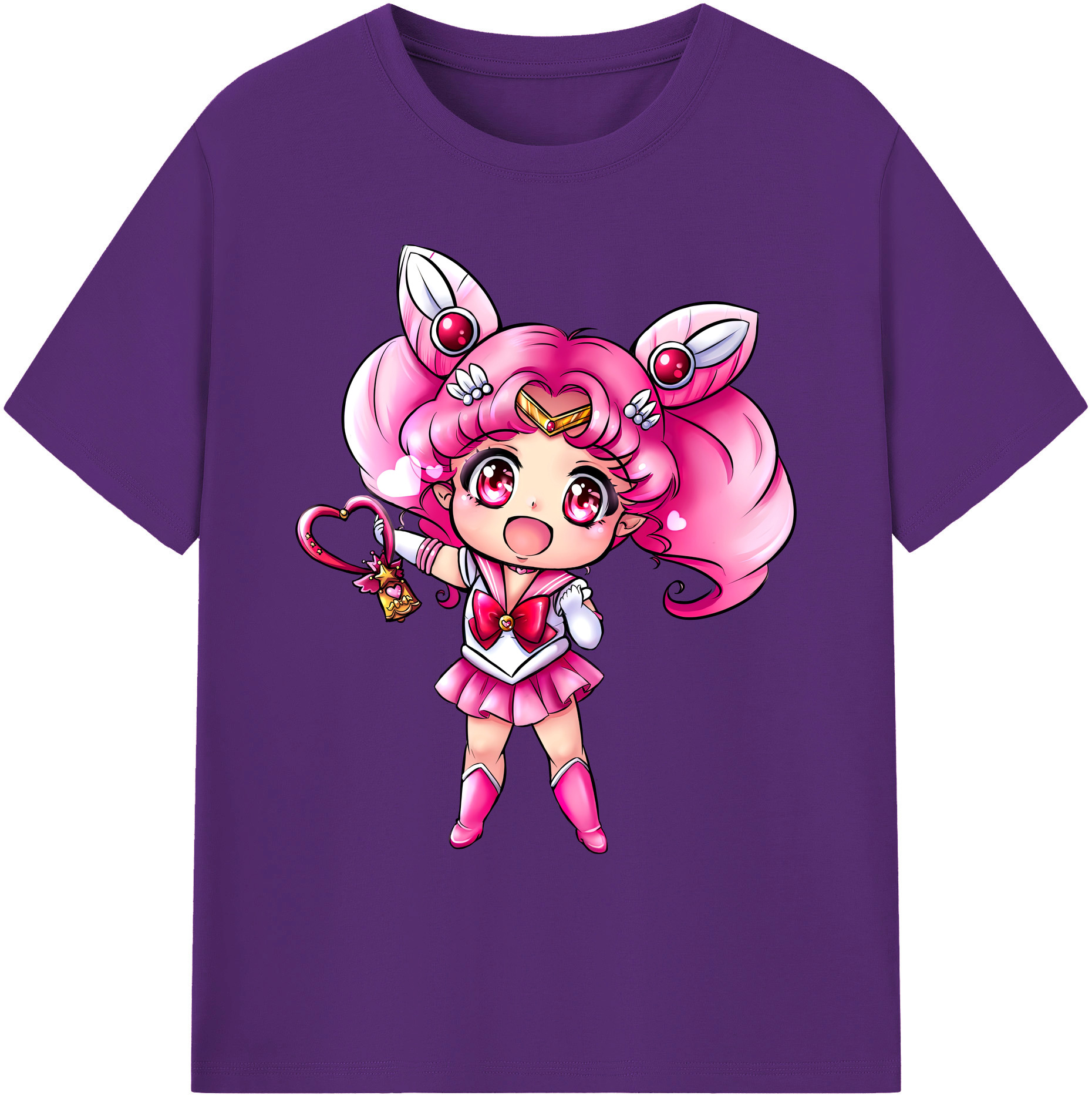 （画像用） 美少女戦士セーラームーン ちびうさ Sailor Moon Chibiusa Tsukino Usagi Small Lady Serenity 綿100％ メンズ半袖Tシャツ｜肌触りやわらか＆通気性