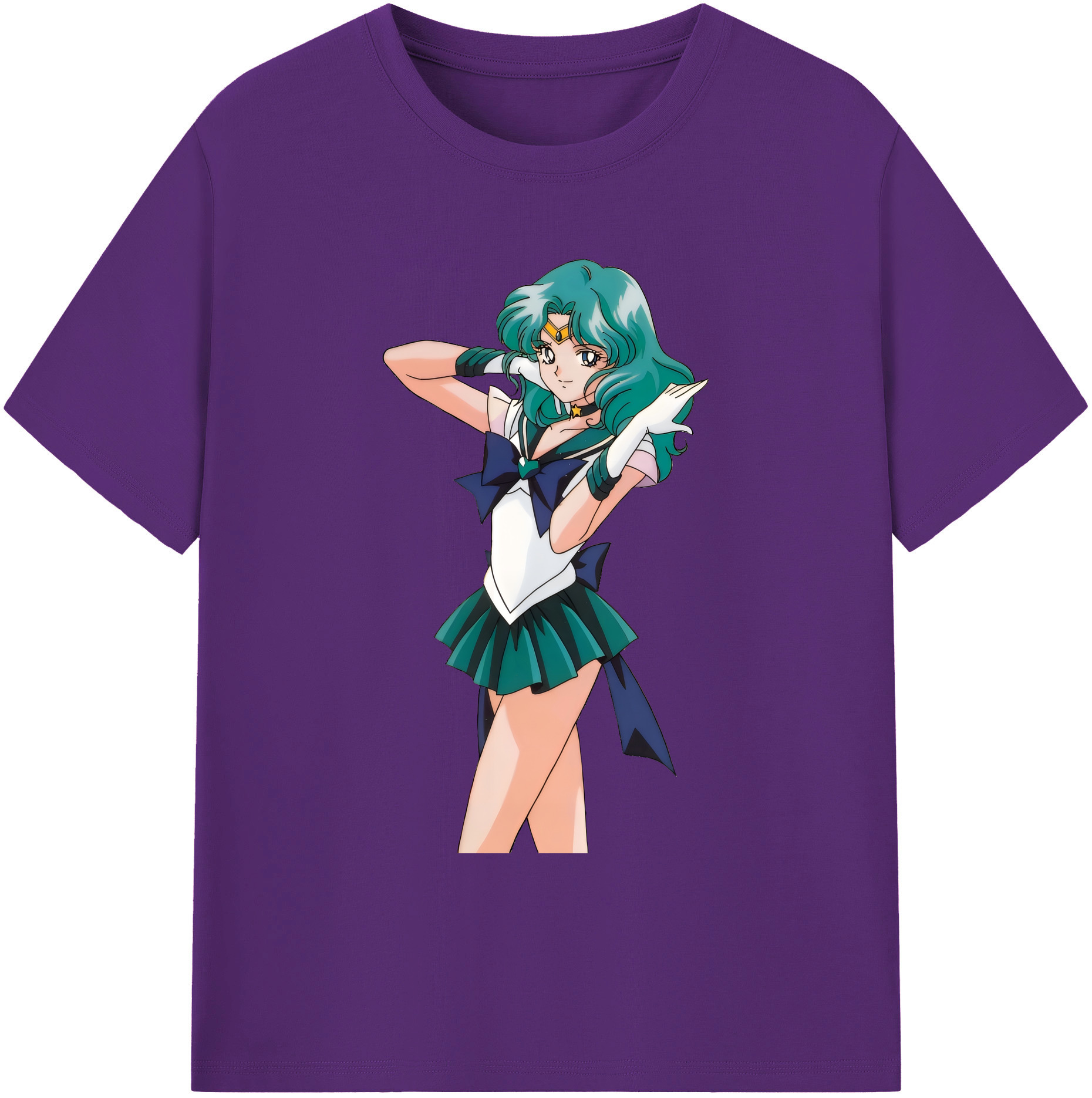 （画像用） 美少女戦士セーラームーン 海王 みちる（かいおう みちる） Sailor Moon Kaiou Michiru 綿100％ メンズ半袖Tシャツ｜肌触りやわらか＆通気性