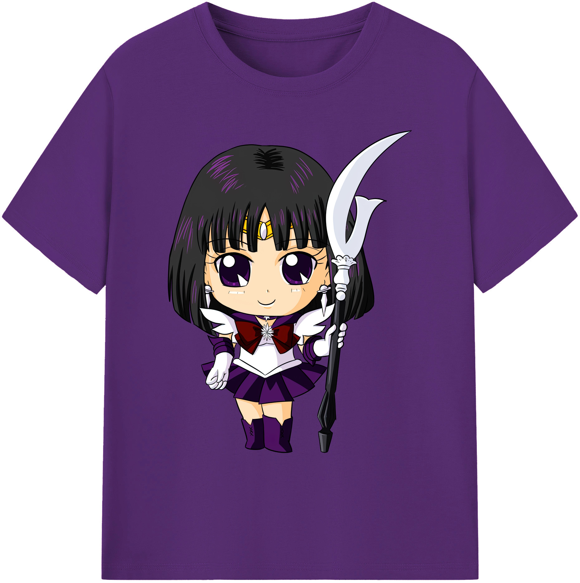 （画像用） 美少女戦士セーラームーン 土萠ほたる Sailor Moon Tomoe Hotaru （セーラーサターン；Sailor Saturn） 綿100％ メンズ半袖Tシャツ｜肌触りやわらか＆通気性