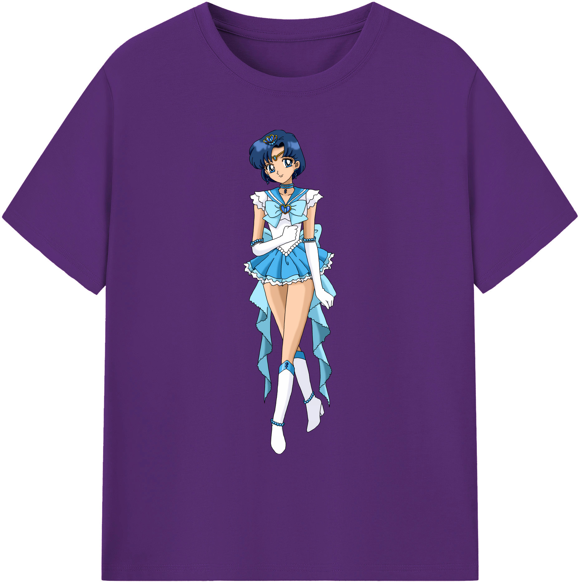 （画像用） 美少女戦士セーラームーン 水野 亜美 みずの あみ Sailor Moon Mizuno Ami 綿100％ メンズ半袖Tシャツ｜肌触りやわらか＆通気性