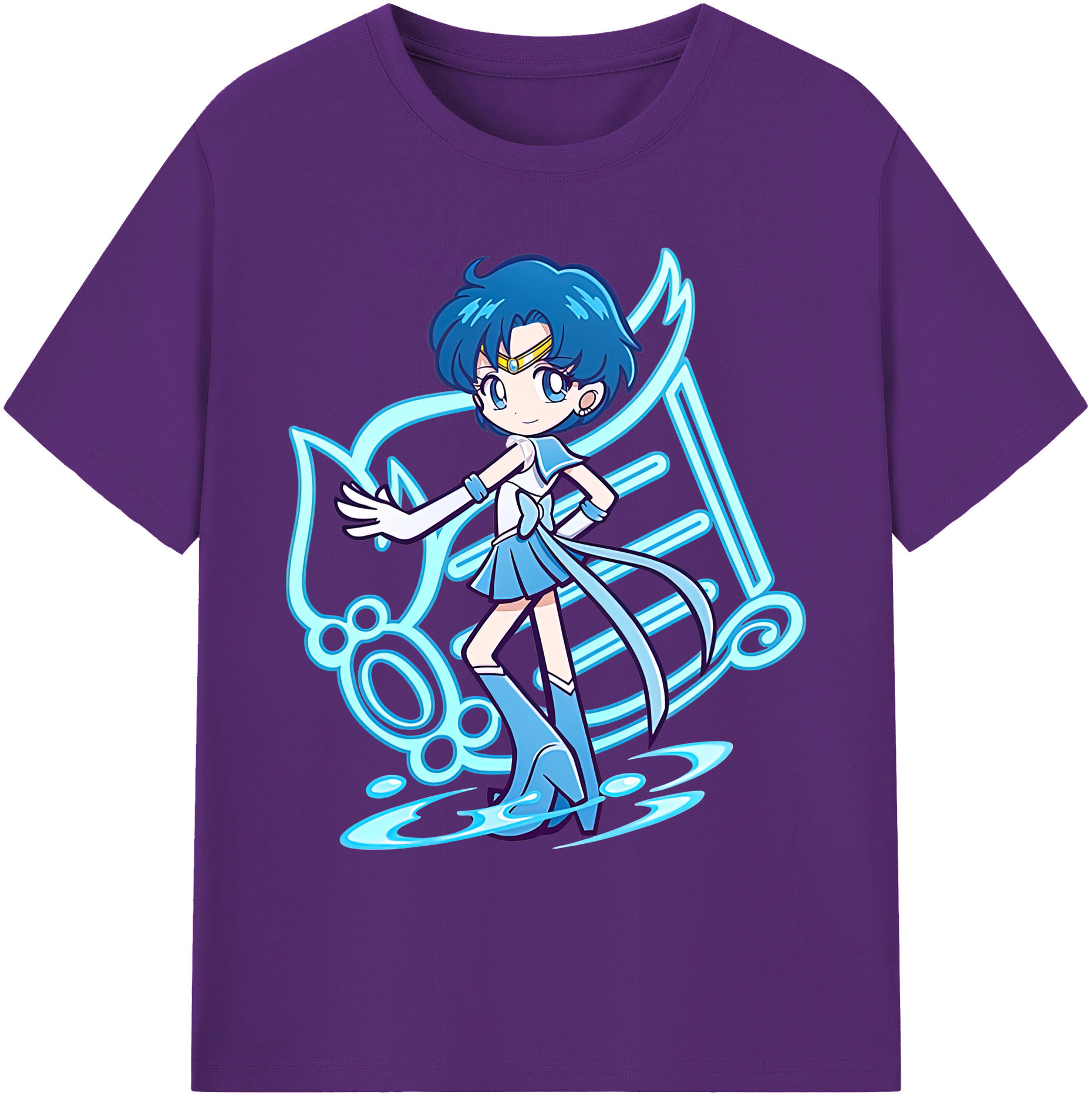 （画像用） 美少女戦士セーラームーン 水野 亜美 みずの あみ Sailor Moon Mizuno Ami 綿100％ メンズ半袖Tシャツ｜肌触りやわらか＆通気性