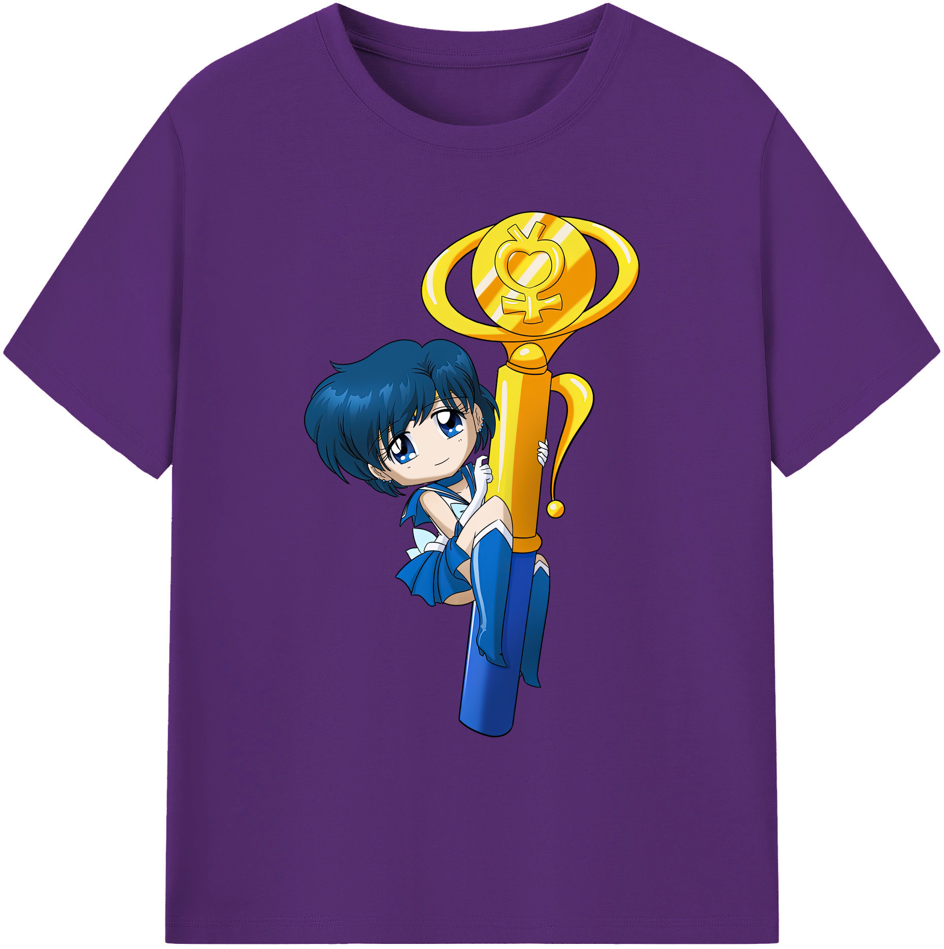 （画像用） 美少女戦士セーラームーン 水野 亜美 みずの あみ Sailor Moon Mizuno Ami 綿100％ メンズ半袖Tシャツ｜肌触りやわらか＆通気性