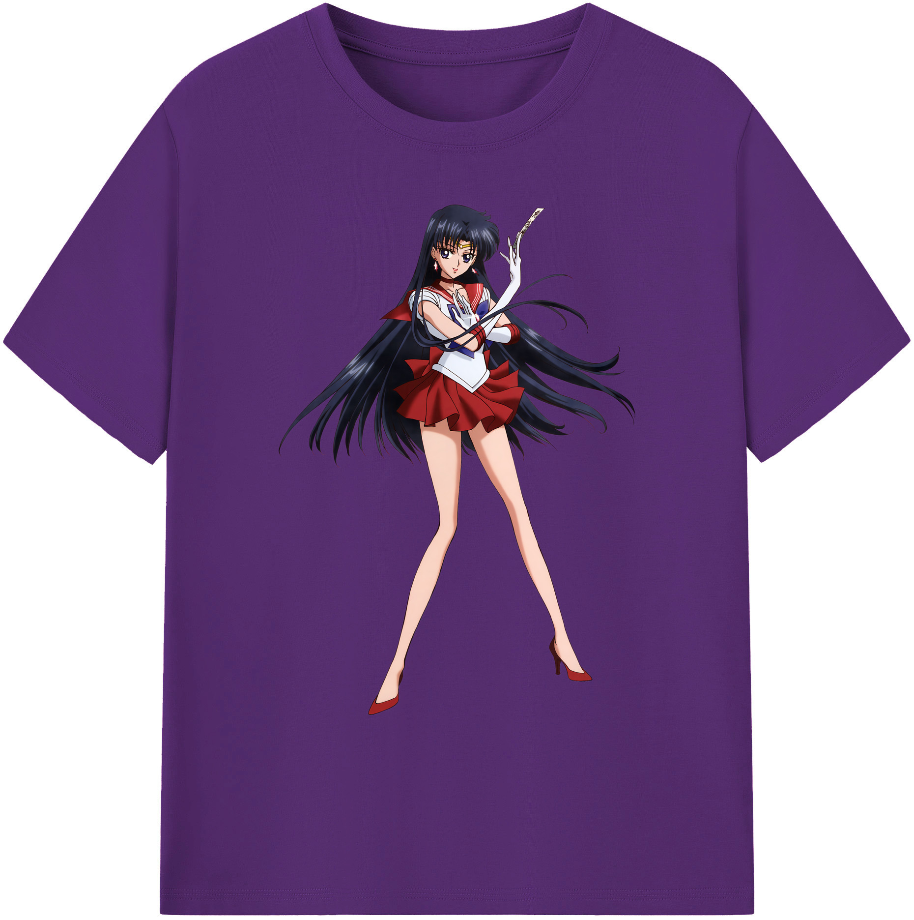 （画像用） 美少女戦士セーラームーン 火野レイ ひの レイ Sailor Moon Hino Rei （セーラーマーズ,Sailor Mars） 綿100％ メンズ半袖Tシャツ｜肌触りやわらか＆通気性