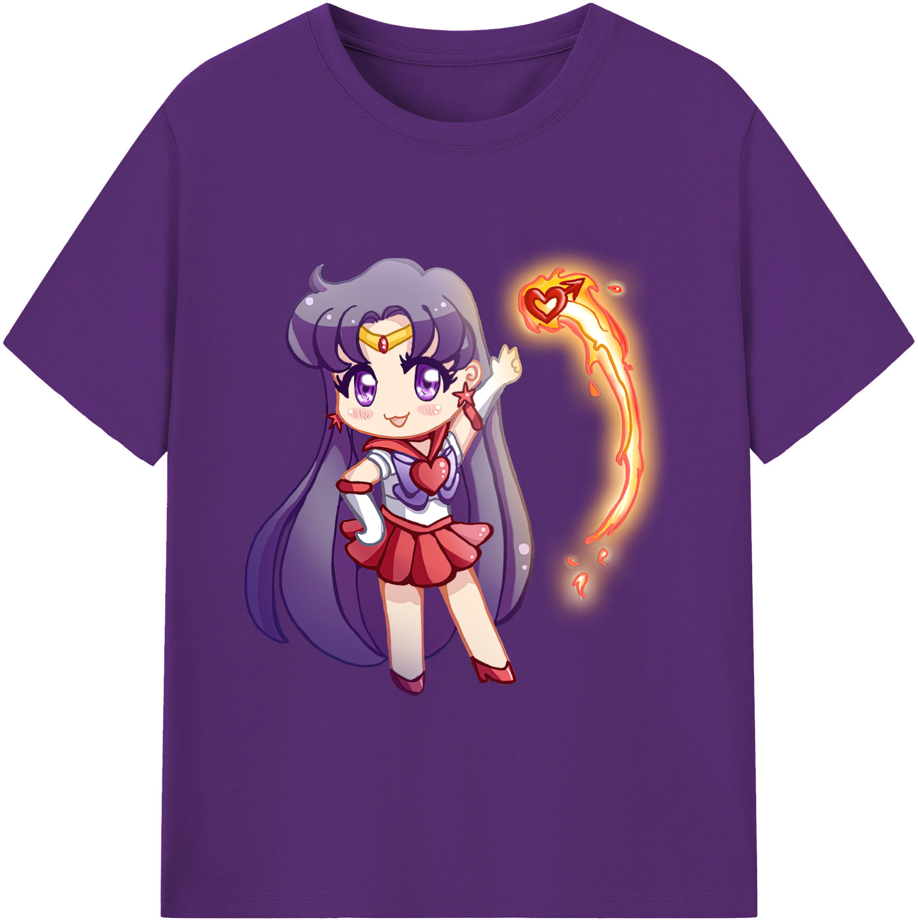 （画像用） 美少女戦士セーラームーン 火野レイ ひの レイ Sailor Moon Hino Rei （セーラーマーズ,Sailor Mars） 綿100％ メンズ半袖Tシャツ｜肌触りやわらか＆通気性