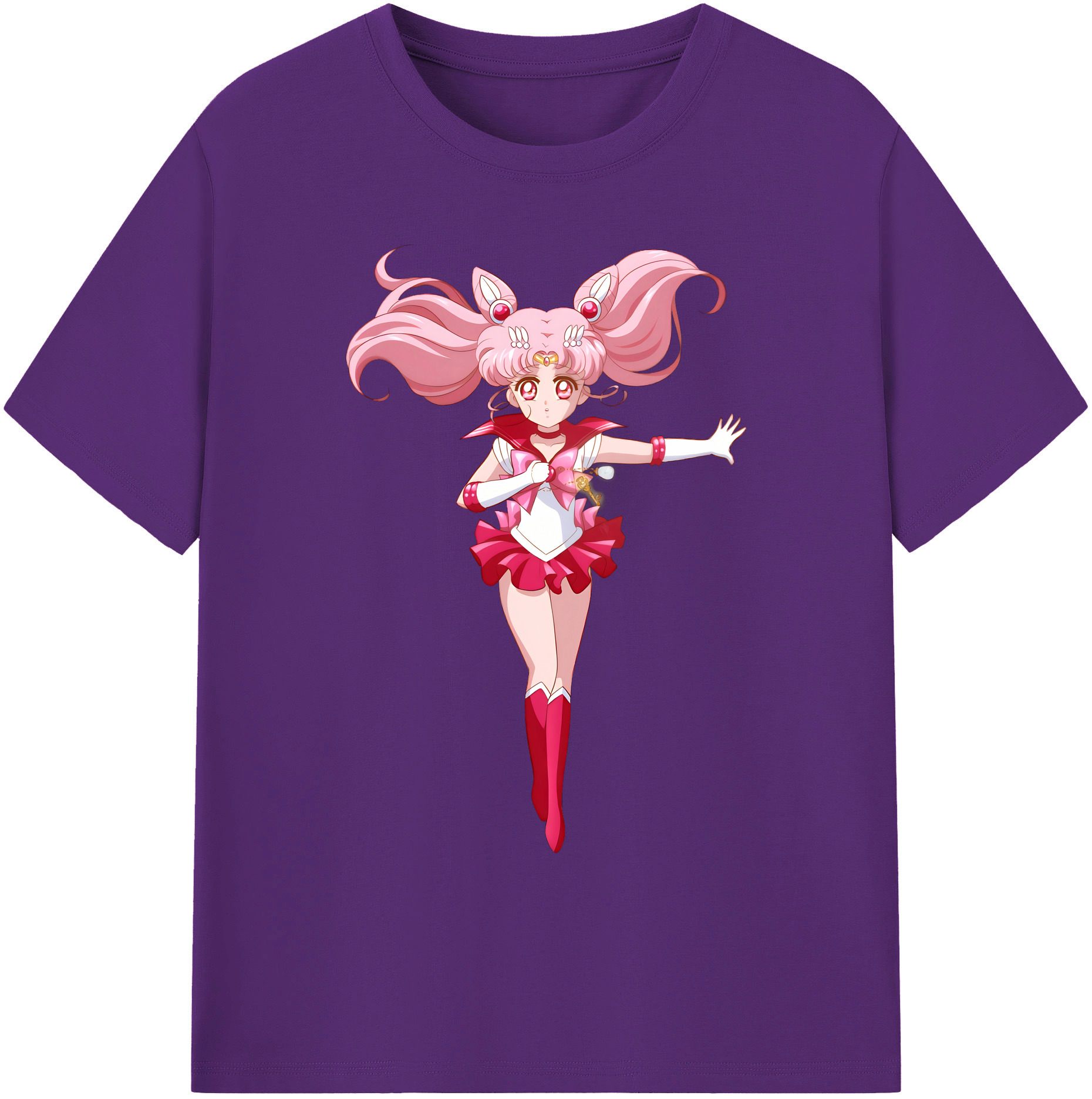 （画像用） 美少女戦士セーラームーン ちびうさ Sailor Moon Chibiusa Tsukino Usagi Small Lady Serenity 綿100％ メンズ半袖Tシャツ｜肌触りやわらか＆通気性