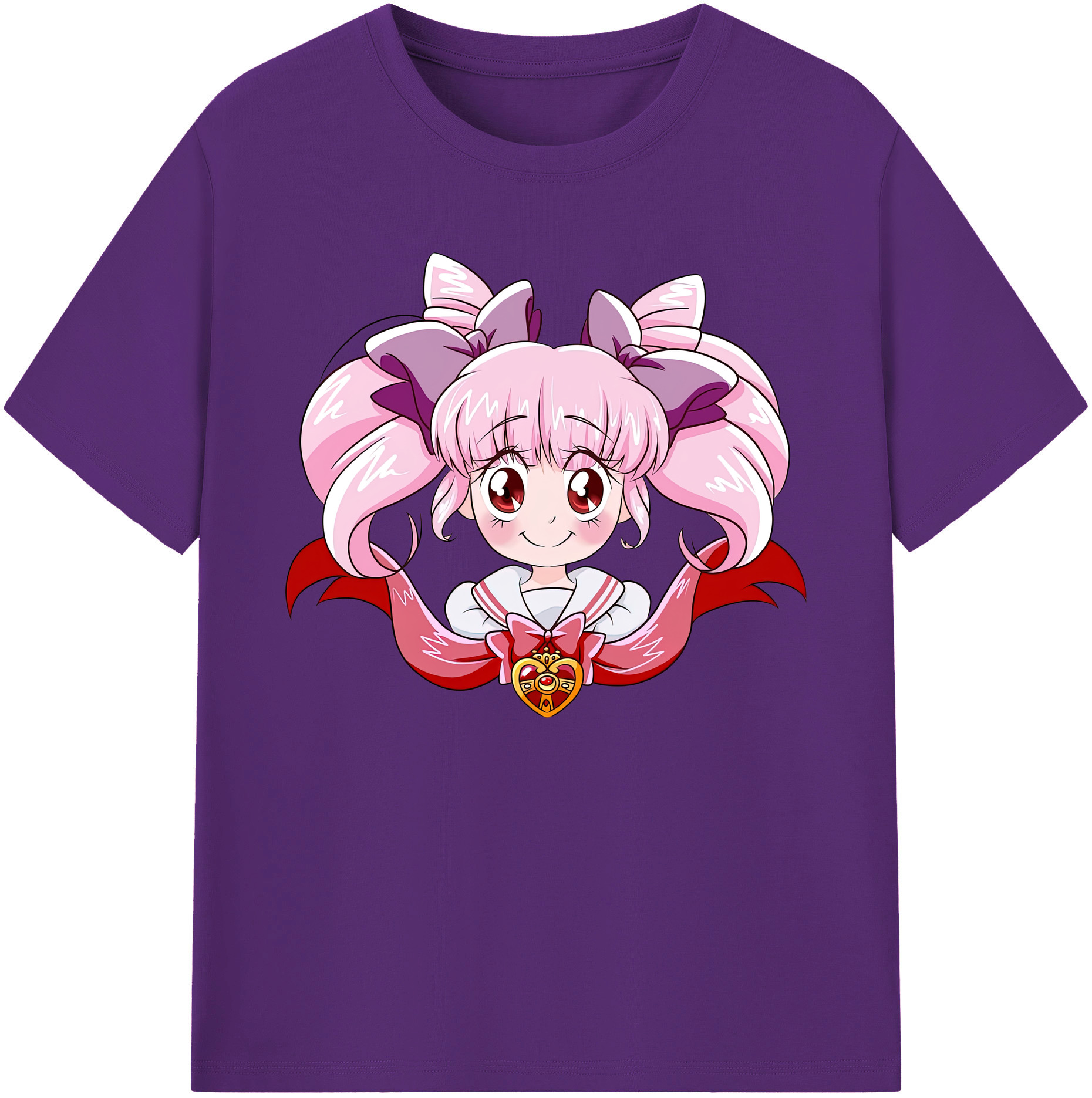 （画像用） 美少女戦士セーラームーン ちびうさ Sailor Moon Chibiusa Tsukino Usagi Small Lady Serenity 綿100％ メンズ半袖Tシャツ｜肌触りやわらか＆通気性