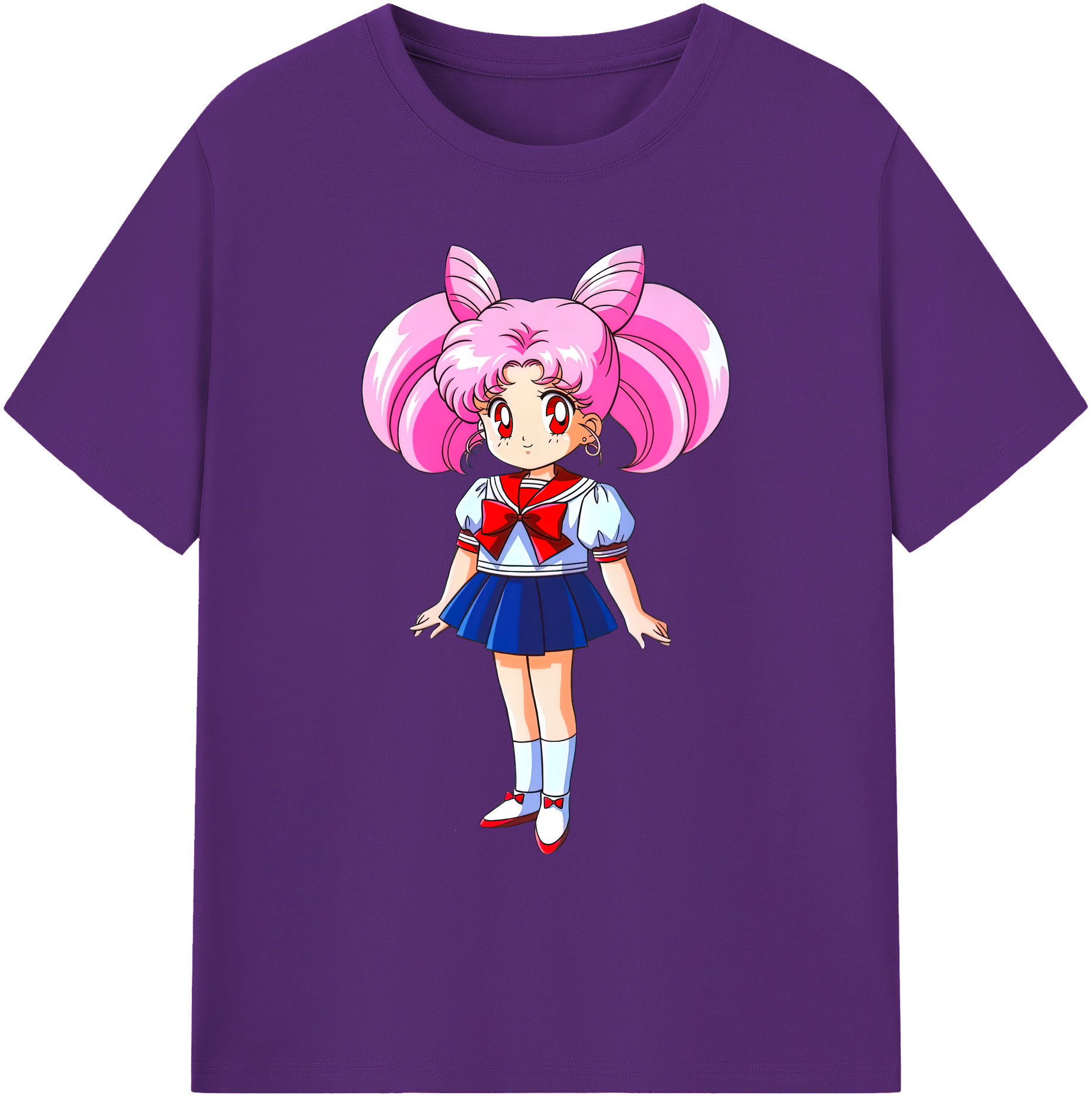 （画像用） 美少女戦士セーラームーン ちびうさ Sailor Moon Chibiusa Tsukino Usagi Small Lady Serenity 綿100％ メンズ半袖Tシャツ｜肌触りやわらか＆通気性