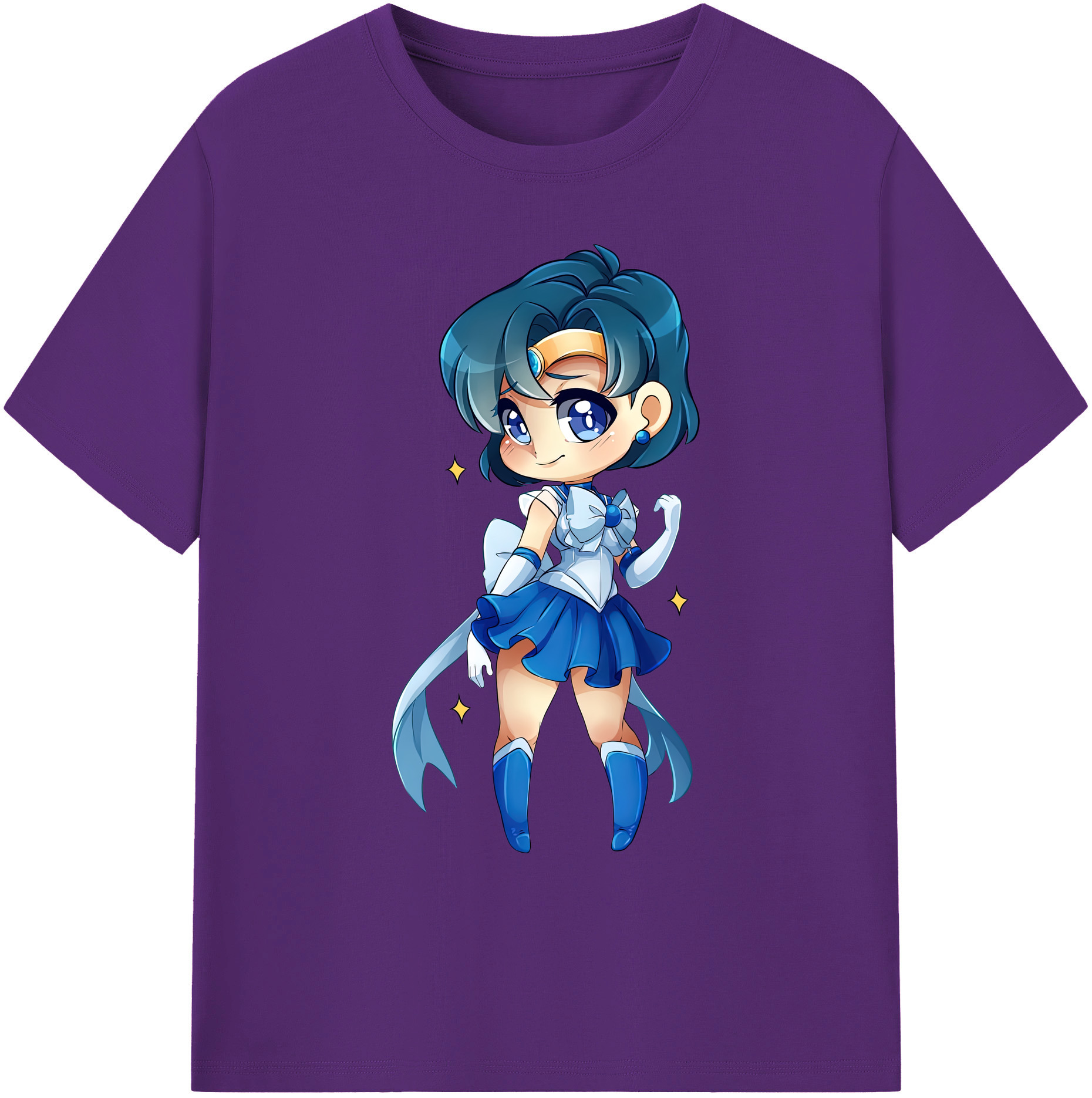（画像用） 美少女戦士セーラームーン 水野 亜美 みずの あみ Sailor Moon Mizuno Ami 綿100％ メンズ半袖Tシャツ｜肌触りやわらか＆通気性