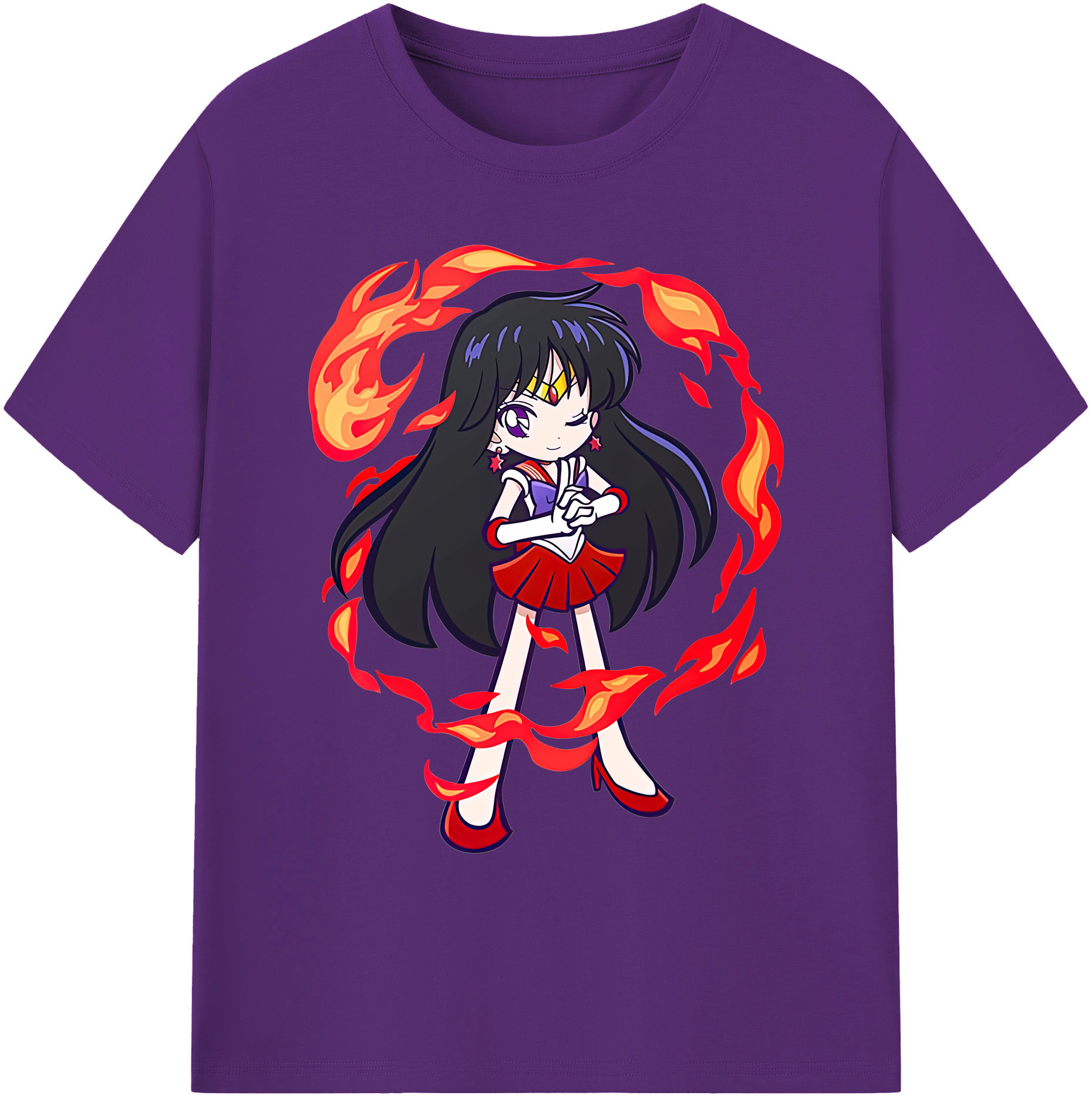 （画像用） 美少女戦士セーラームーン 火野レイ ひの レイ Sailor Moon Hino Rei （セーラーマーズ,Sailor Mars） 綿100％ メンズ半袖Tシャツ｜肌触りやわらか＆通気性
