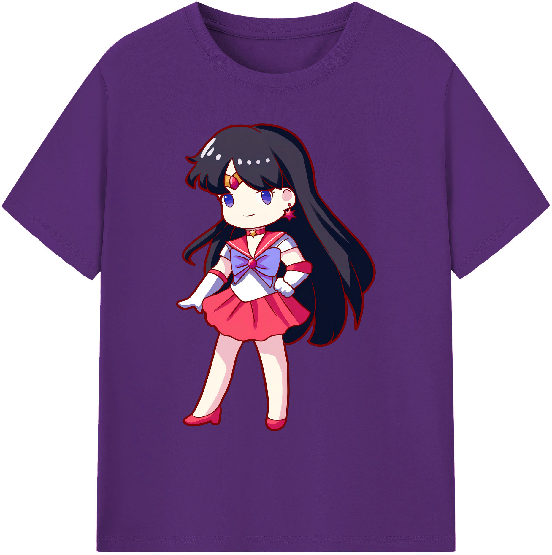 （画像用） 美少女戦士セーラームーン 火野レイ ひの レイ Sailor Moon Hino Rei （セーラーマーズ,Sailor Mars） 綿100％ メンズ半袖Tシャツ｜肌触りやわらか＆通気性