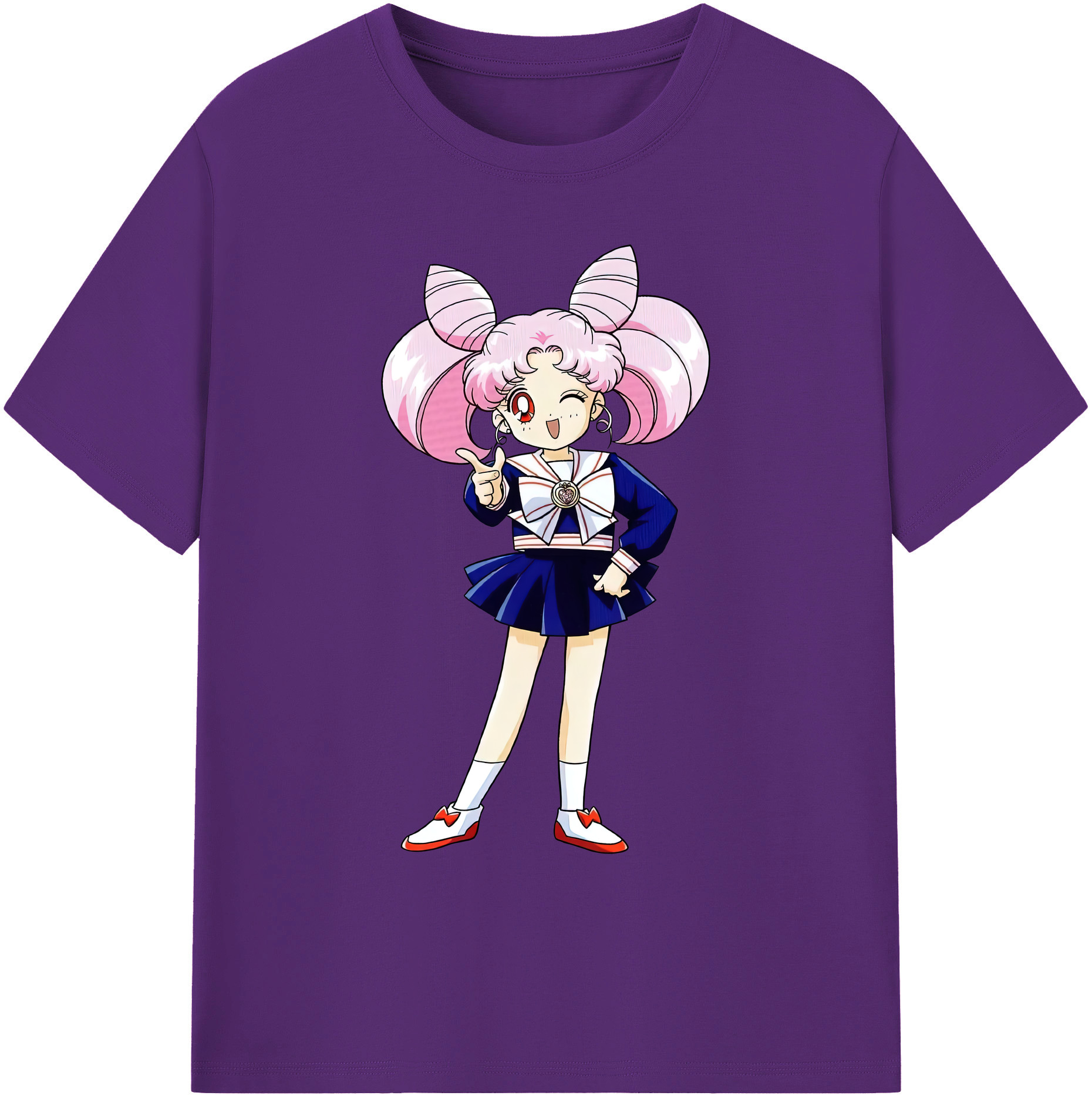 （画像用） 美少女戦士セーラームーン ちびうさ Sailor Moon Chibiusa Tsukino Usagi Small Lady Serenity 綿100％ メンズ半袖Tシャツ｜肌触りやわらか＆通気性
