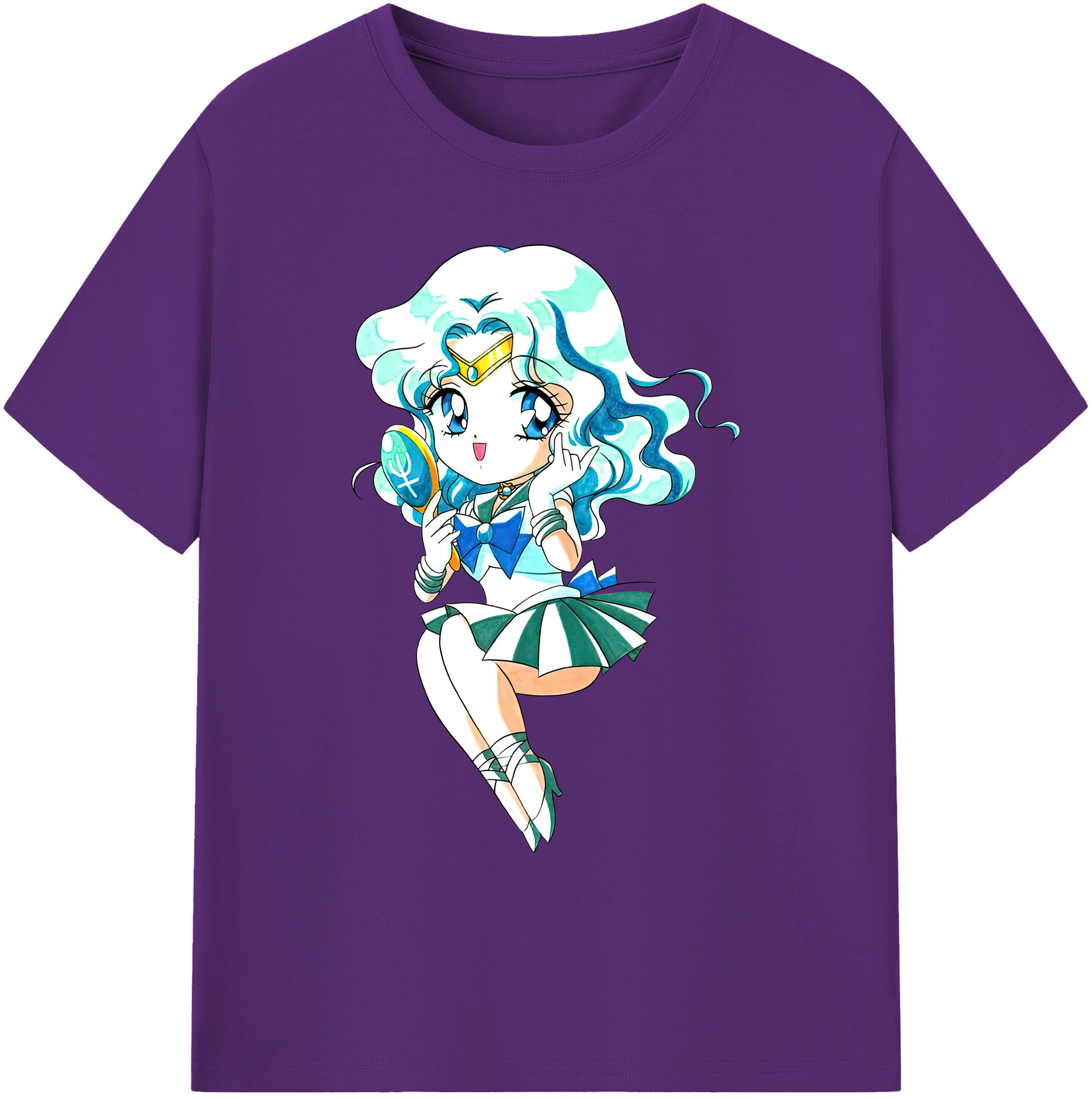 （画像用） 美少女戦士セーラームーン 海王 みちる（かいおう みちる） Sailor Moon Kaiou Michiru 綿100％ メンズ半袖Tシャツ｜肌触りやわらか＆通気性
