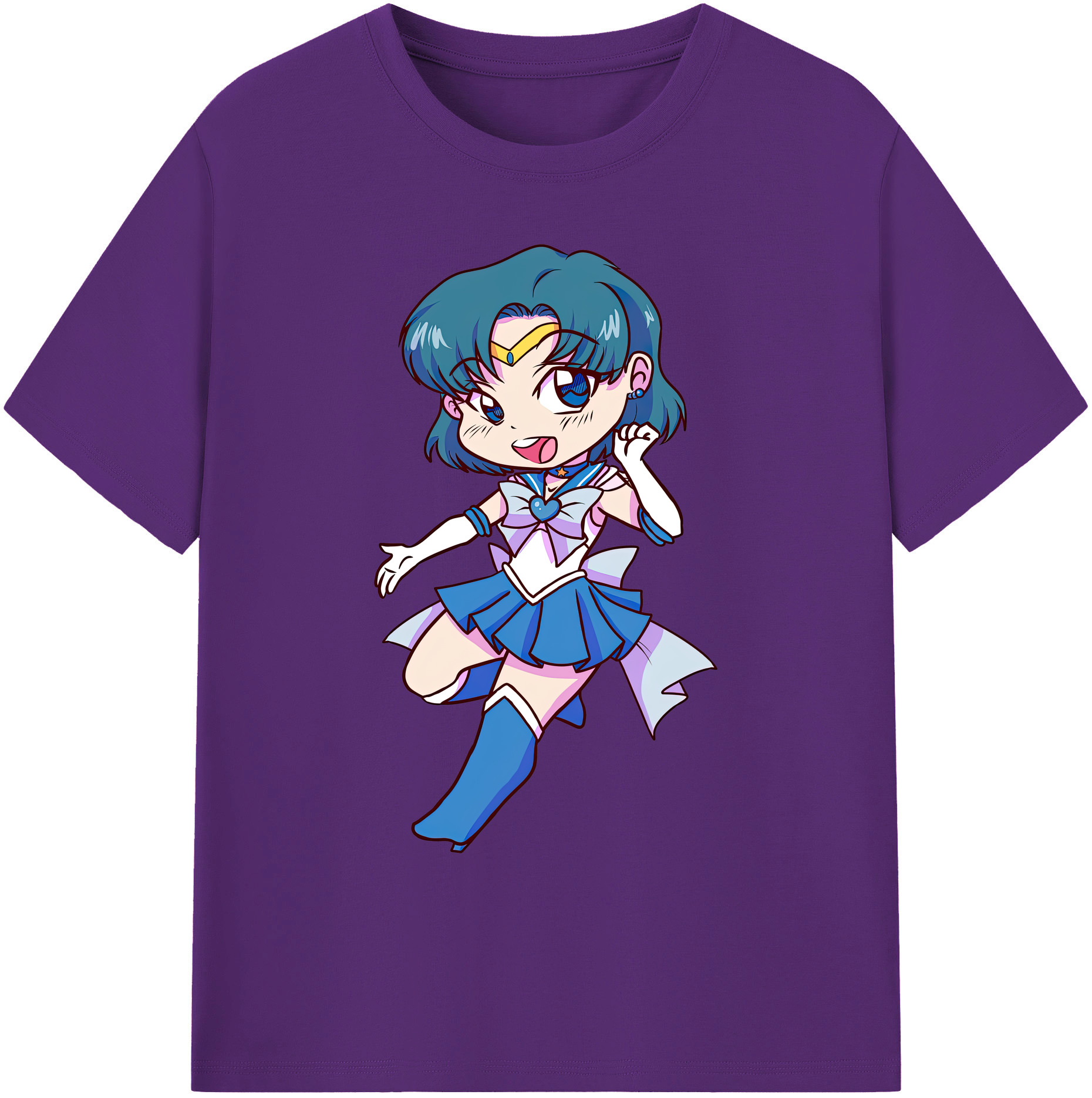 （画像用） 美少女戦士セーラームーン 水野 亜美 みずの あみ Sailor Moon Mizuno Ami 綿100％ メンズ半袖Tシャツ｜肌触りやわらか＆通気性