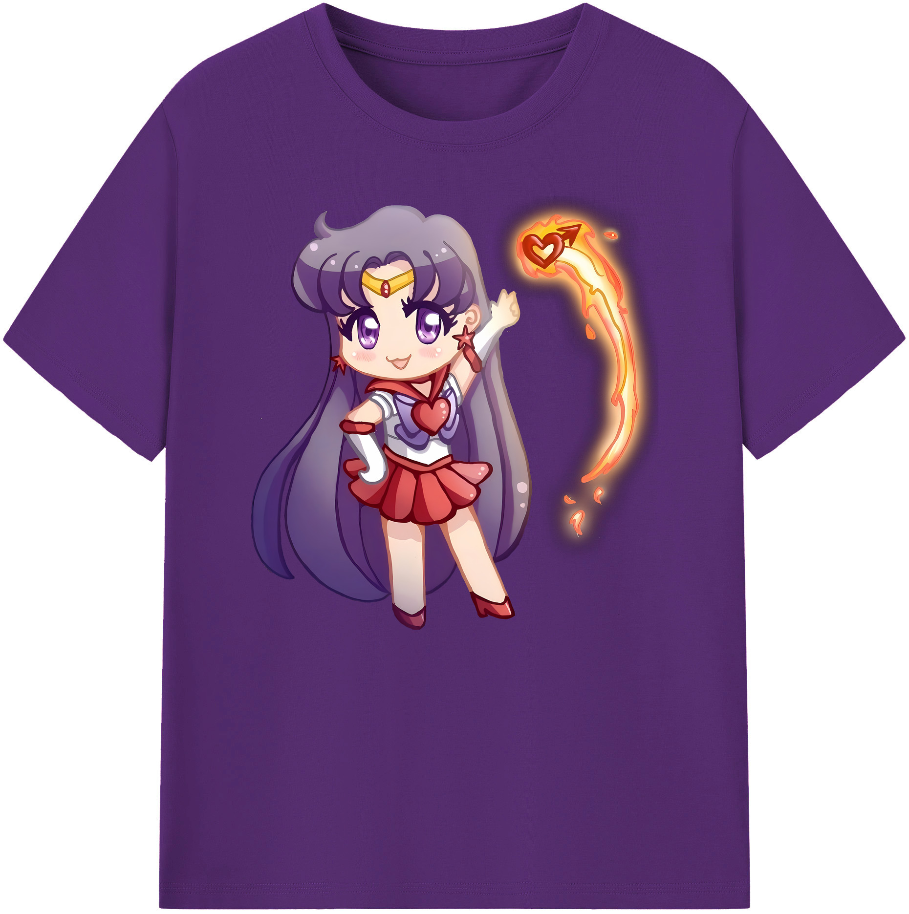 （画像用） 美少女戦士セーラームーン 火野レイ ひの レイ Sailor Moon Hino Rei （セーラーマーズ,Sailor Mars） 綿100％ メンズ半袖Tシャツ｜肌触りやわらか＆通気性