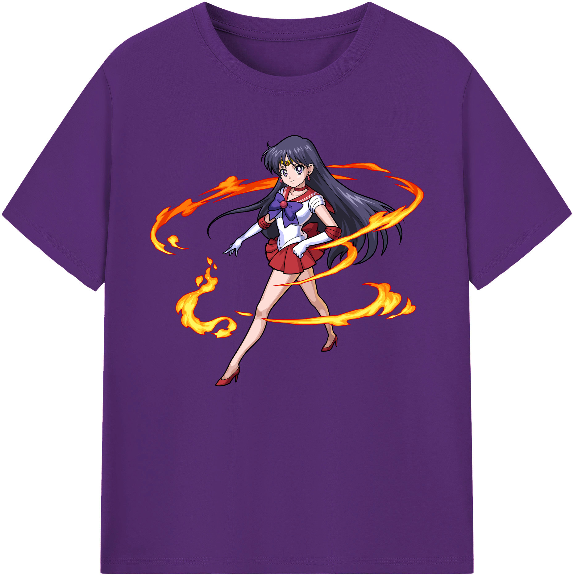 （画像用） 美少女戦士セーラームーン 火野レイ ひの レイ Sailor Moon Hino Rei （セーラーマーズ,Sailor Mars） 綿100％ メンズ半袖Tシャツ｜肌触りやわらか＆通気性