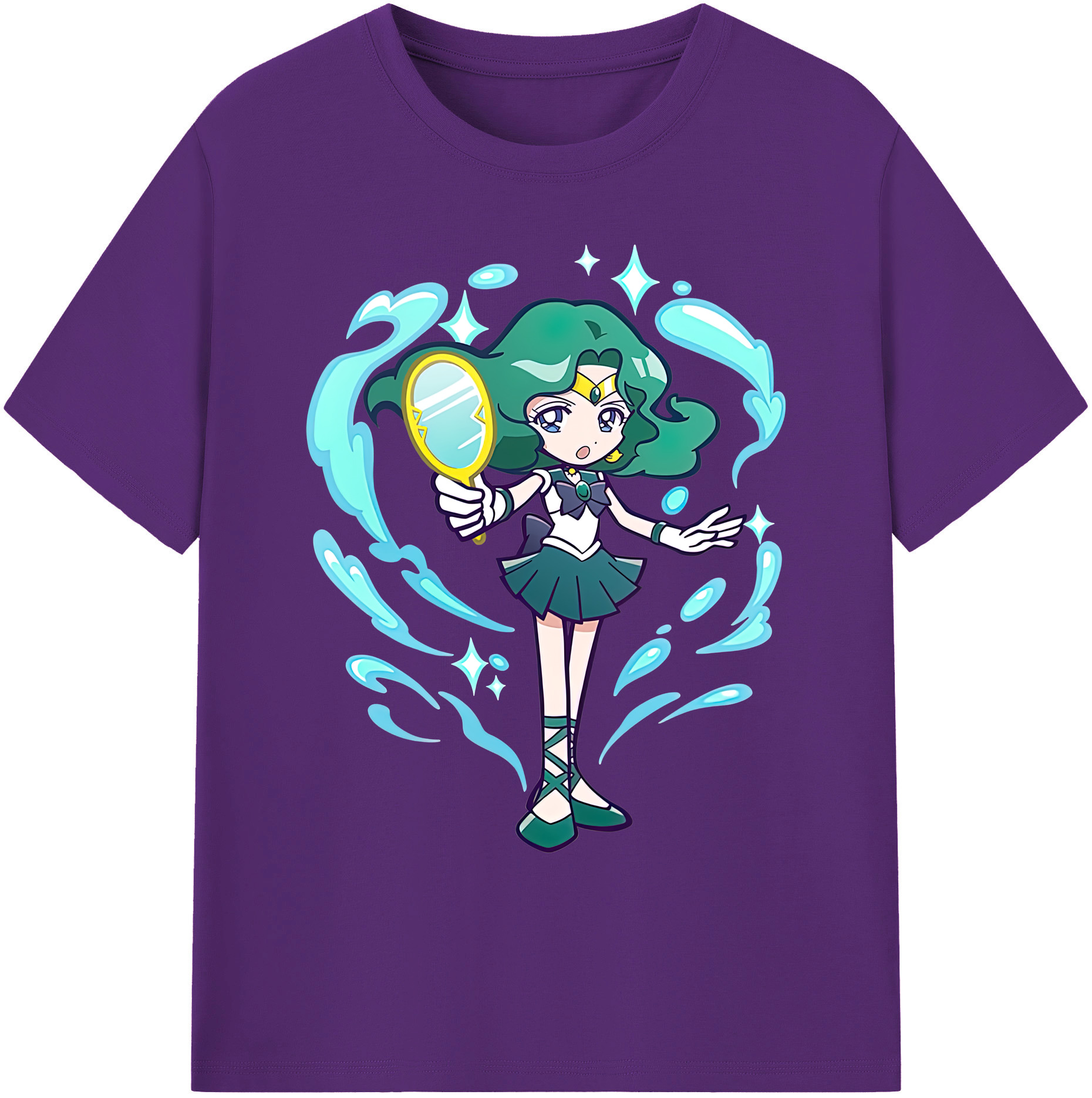 （画像用） 美少女戦士セーラームーン 海王 みちる（かいおう みちる） Sailor Moon Kaiou Michiru 綿100％ メンズ半袖Tシャツ｜肌触りやわらか＆通気性