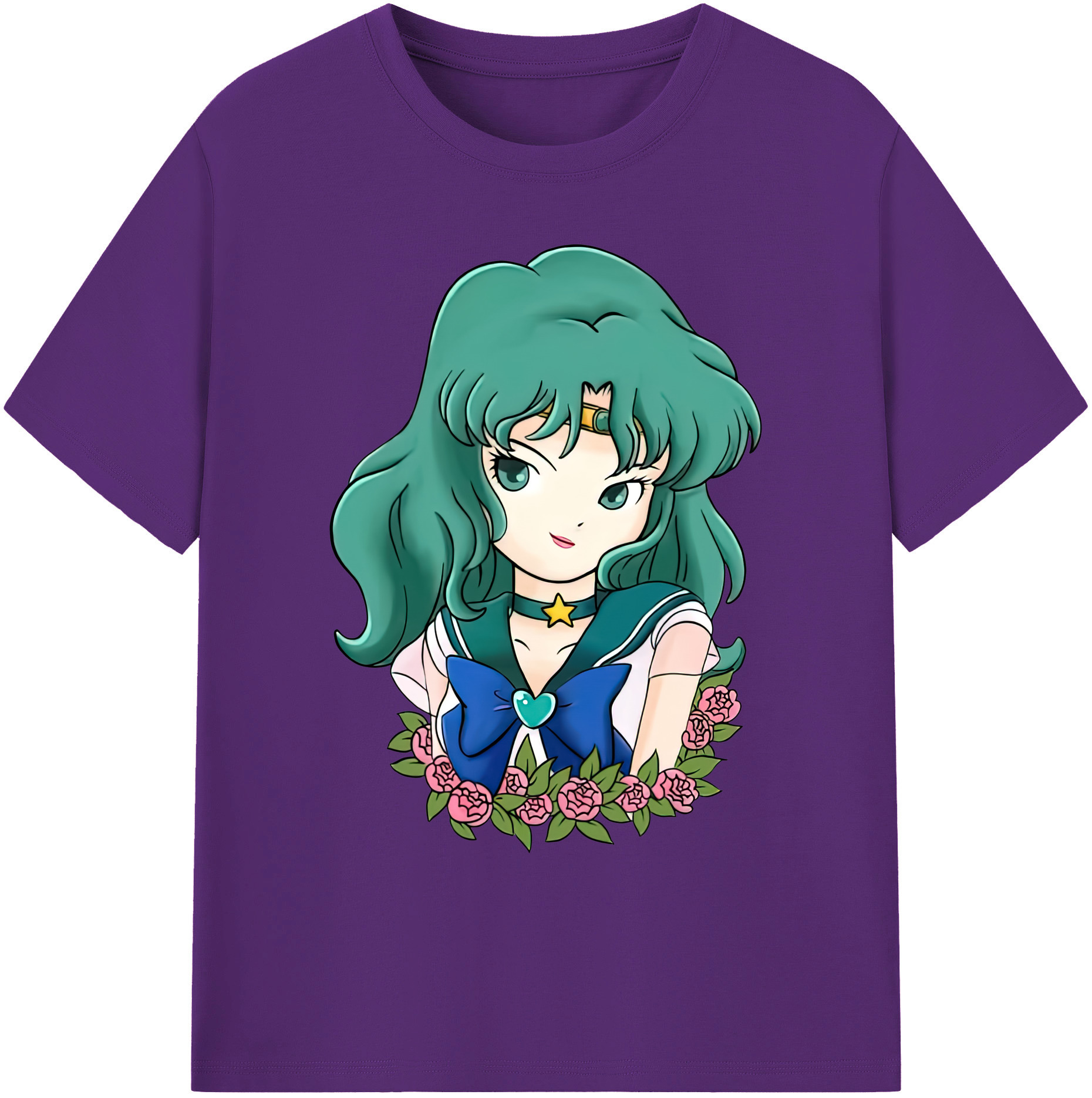 （画像用） 美少女戦士セーラームーン 海王 みちる（かいおう みちる） Sailor Moon Kaiou Michiru 綿100％ メンズ半袖Tシャツ｜肌触りやわらか＆通気性