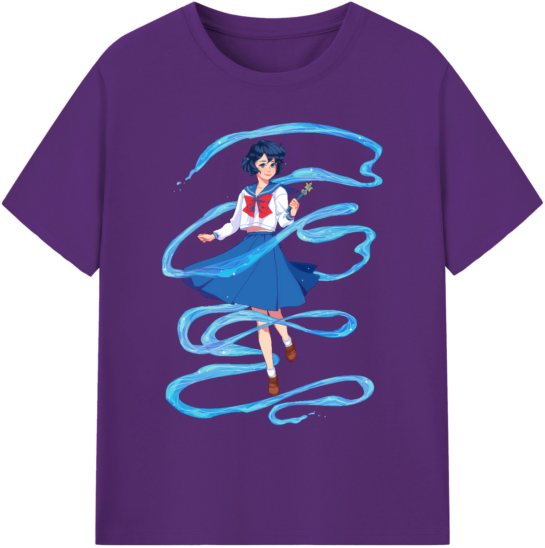 （画像用） 美少女戦士セーラームーン 水野 亜美 みずの あみ Sailor Moon Mizuno Ami 綿100％ メンズ半袖Tシャツ｜肌触りやわらか＆通気性