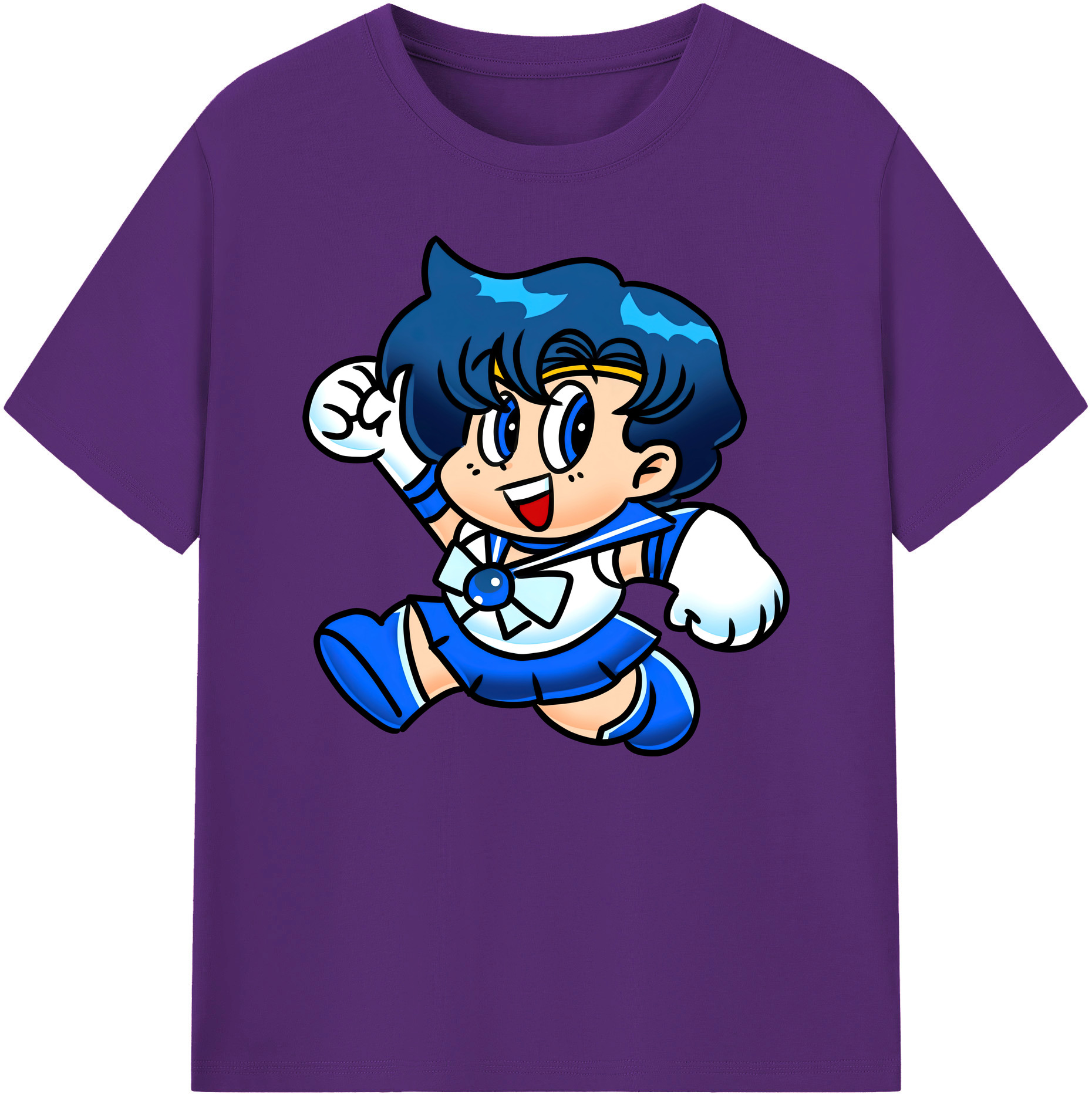 （画像用） 美少女戦士セーラームーン 水野 亜美 みずの あみ Sailor Moon Mizuno Ami 綿100％ メンズ半袖Tシャツ｜肌触りやわらか＆通気性