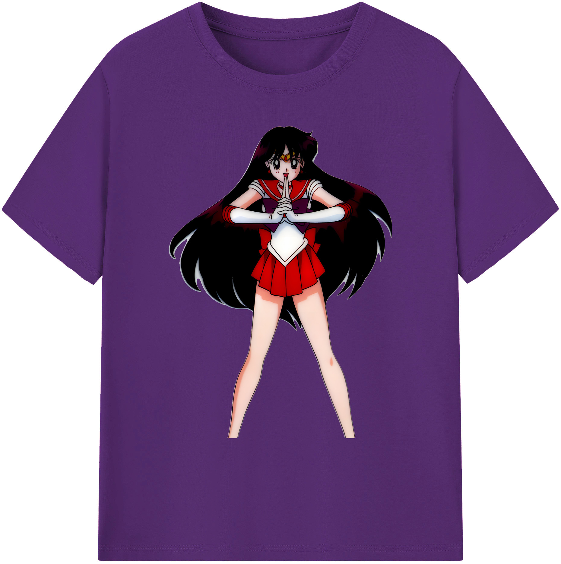 （画像用） 美少女戦士セーラームーン 火野レイ ひの レイ Sailor Moon Hino Rei （セーラーマーズ,Sailor Mars） 綿100％ メンズ半袖Tシャツ｜肌触りやわらか＆通気性