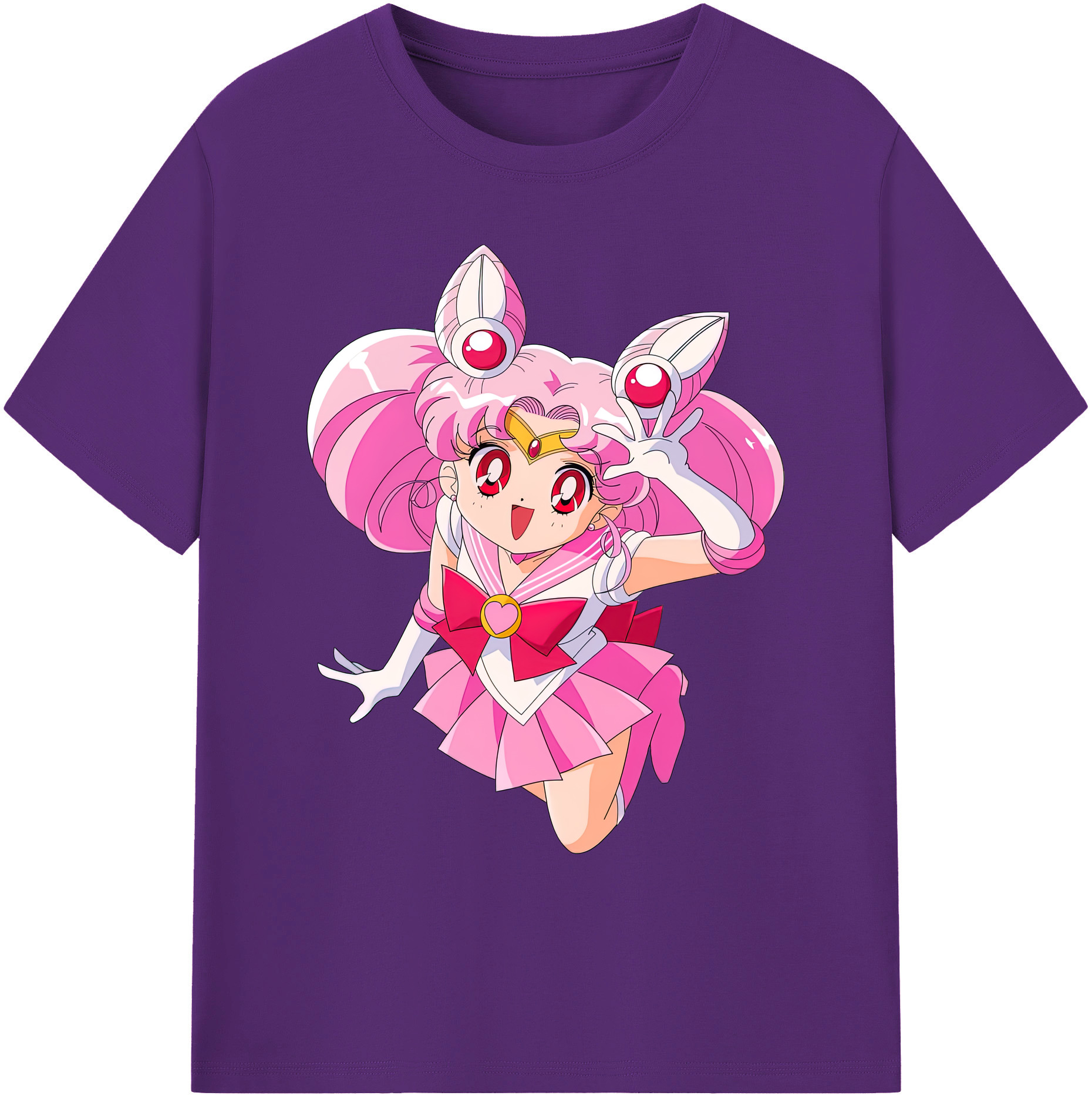 （画像用） 美少女戦士セーラームーン ちびうさ Sailor Moon Chibiusa Tsukino Usagi Small Lady Serenity 綿100％ メンズ半袖Tシャツ｜肌触りやわらか＆通気性