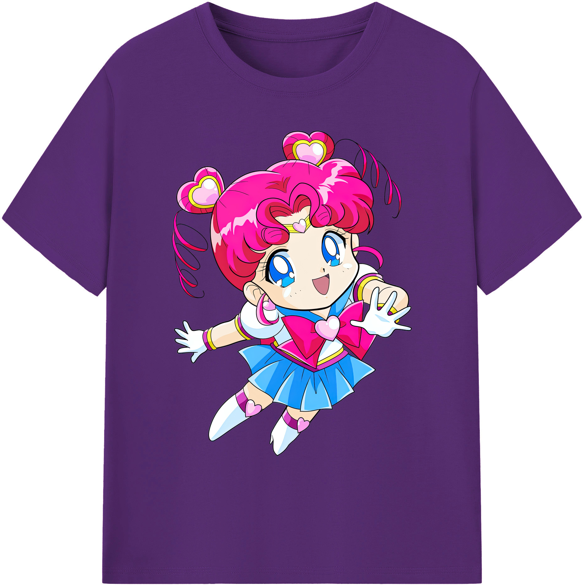 （画像用） 美少女戦士セーラームーン ちびうさ Sailor Moon Chibiusa Tsukino Usagi Small Lady Serenity 綿100％ メンズ半袖Tシャツ｜肌触りやわらか＆通気性