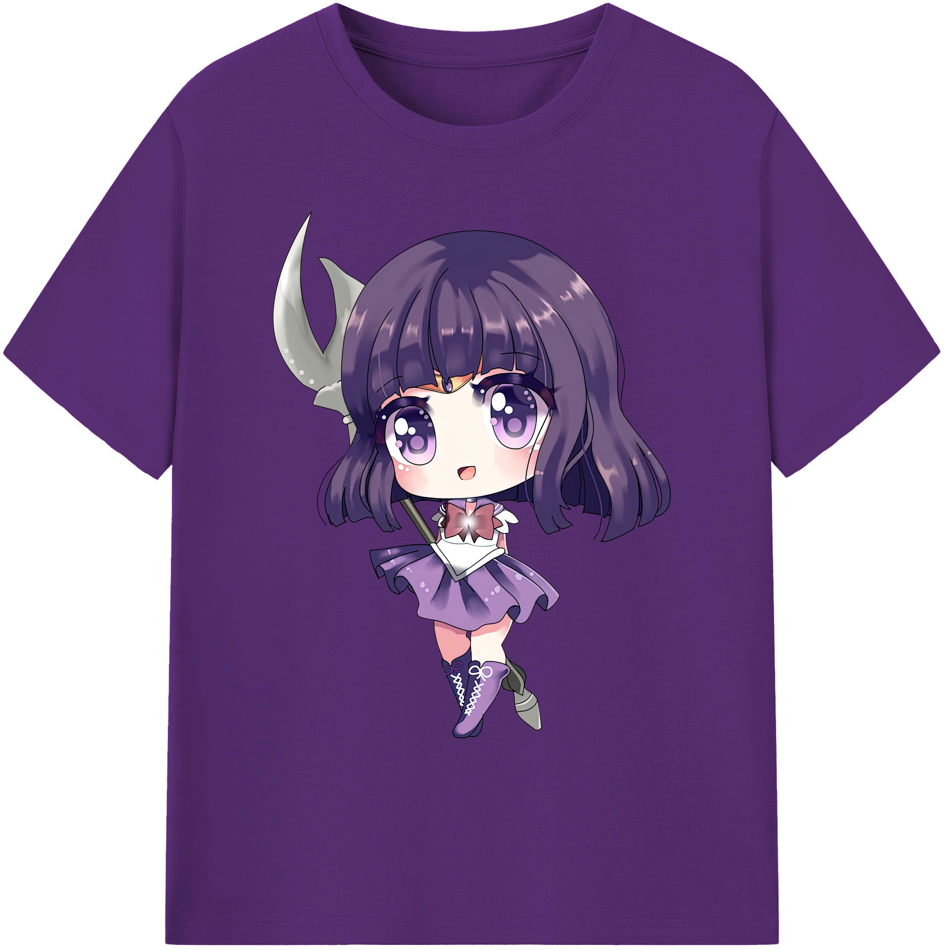 （画像用） 美少女戦士セーラームーン 土萠ほたる Sailor Moon Tomoe Hotaru （セーラーサターン；Sailor Saturn） 綿100％ メンズ半袖Tシャツ｜肌触りやわらか＆通気性