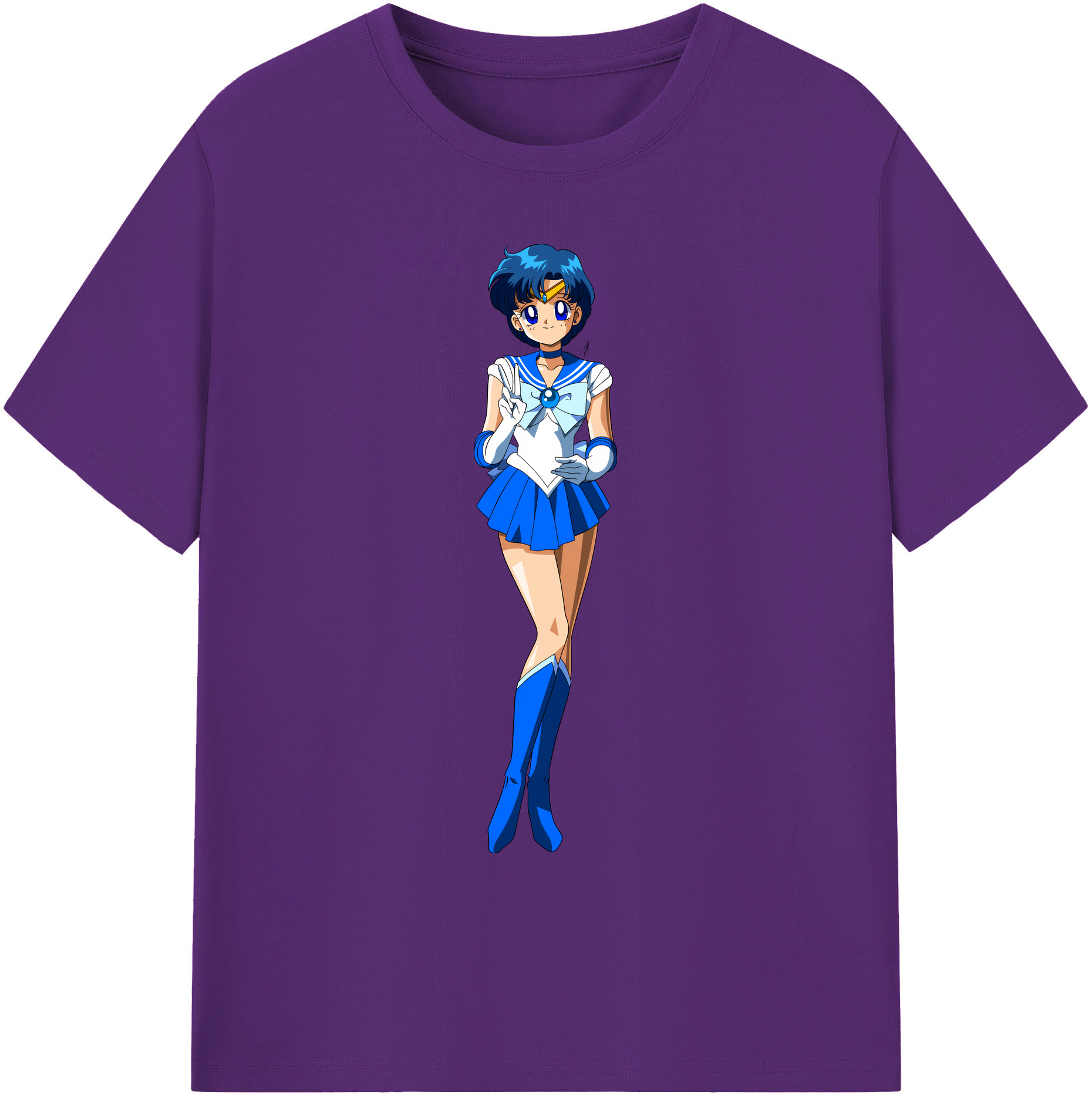（画像用） 美少女戦士セーラームーン 水野 亜美 みずの あみ Sailor Moon Mizuno Ami 綿100％ メンズ半袖Tシャツ｜肌触りやわらか＆通気性