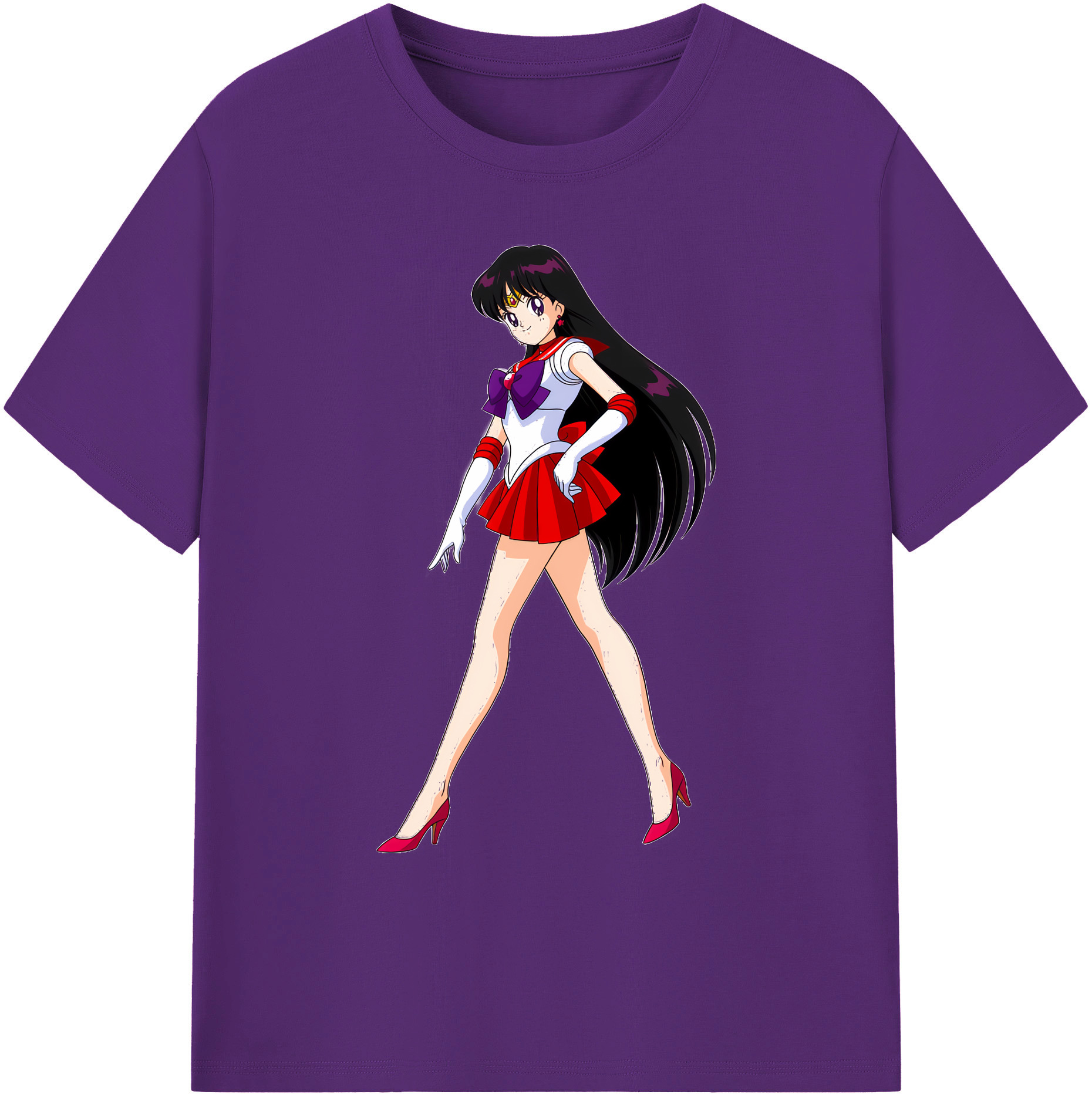 （画像用） 美少女戦士セーラームーン 火野レイ ひの レイ Sailor Moon Hino Rei （セーラーマーズ,Sailor Mars） 綿100％ メンズ半袖Tシャツ｜肌触りやわらか＆通気性