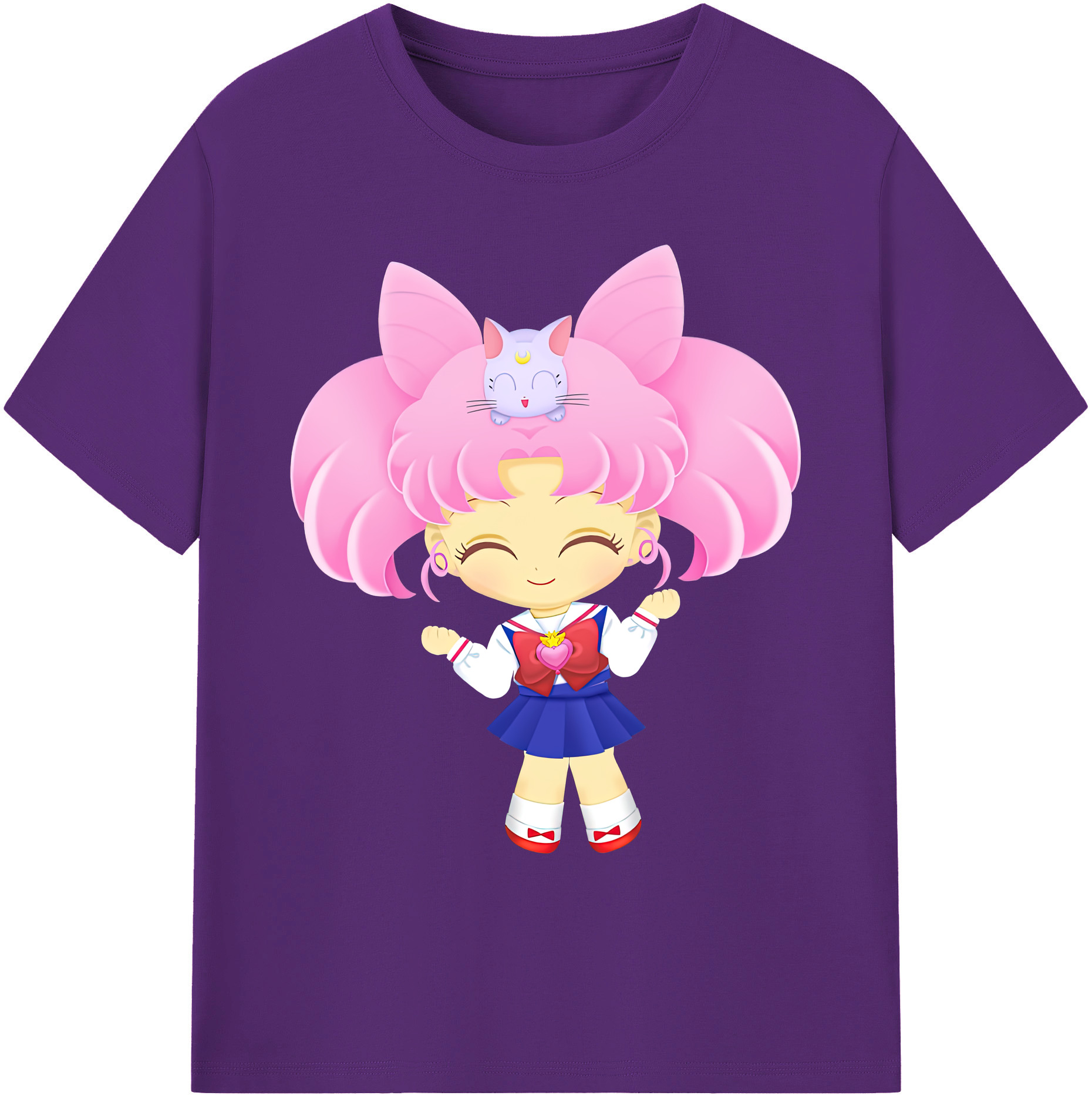 （画像用） 美少女戦士セーラームーン ちびうさ Sailor Moon Chibiusa Tsukino Usagi Small Lady Serenity 綿100％ メンズ半袖Tシャツ｜肌触りやわらか＆通気性