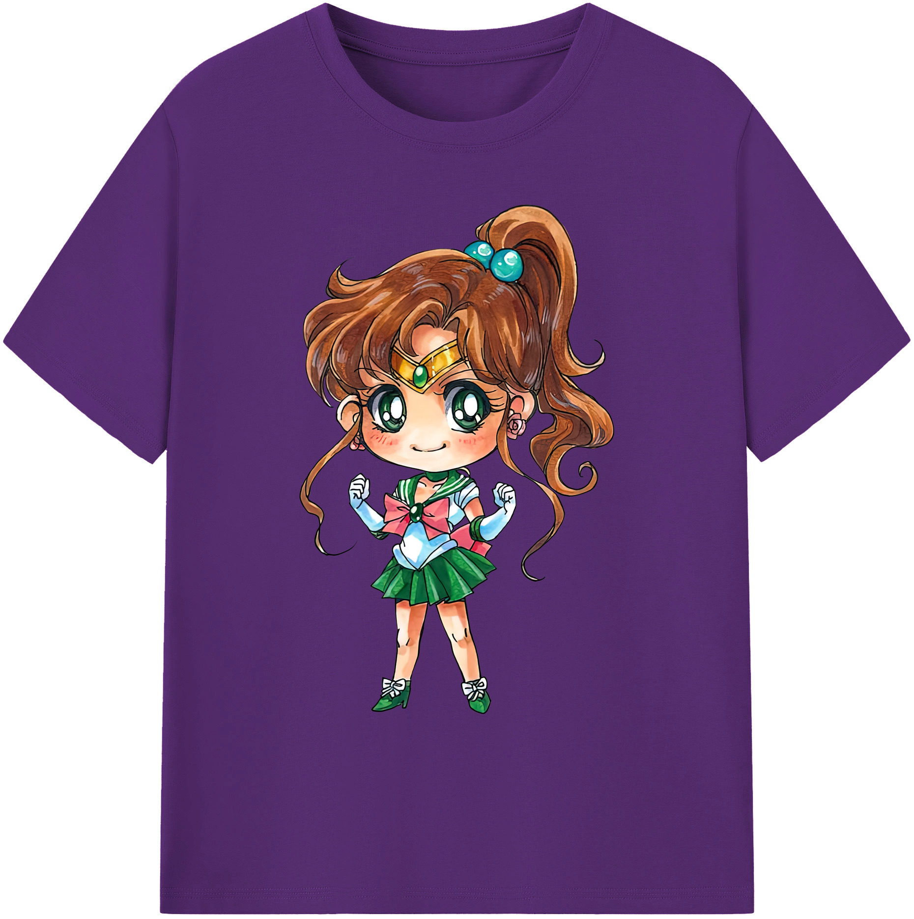 （画像用） 美少女戦士セーラームーン 木野 まこと きの まこと Sailor Moon Kino Makoto （セーラージュピター；Sailor Jupiter） 綿100％ メンズ半袖Tシャツ｜肌触りやわらか＆通気性