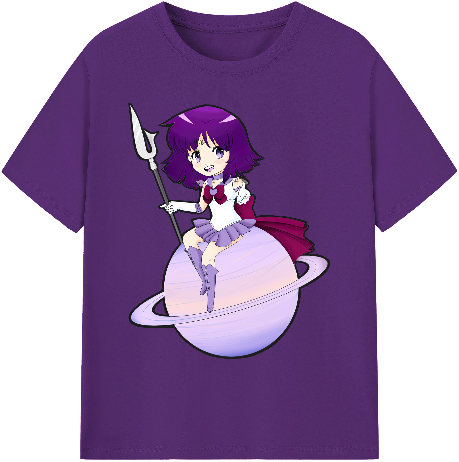 （画像用） 美少女戦士セーラームーン 土萠ほたる Sailor Moon Tomoe Hotaru （セーラーサターン；Sailor Saturn） 綿100％ メンズ半袖Tシャツ｜肌触りやわらか＆通気性
