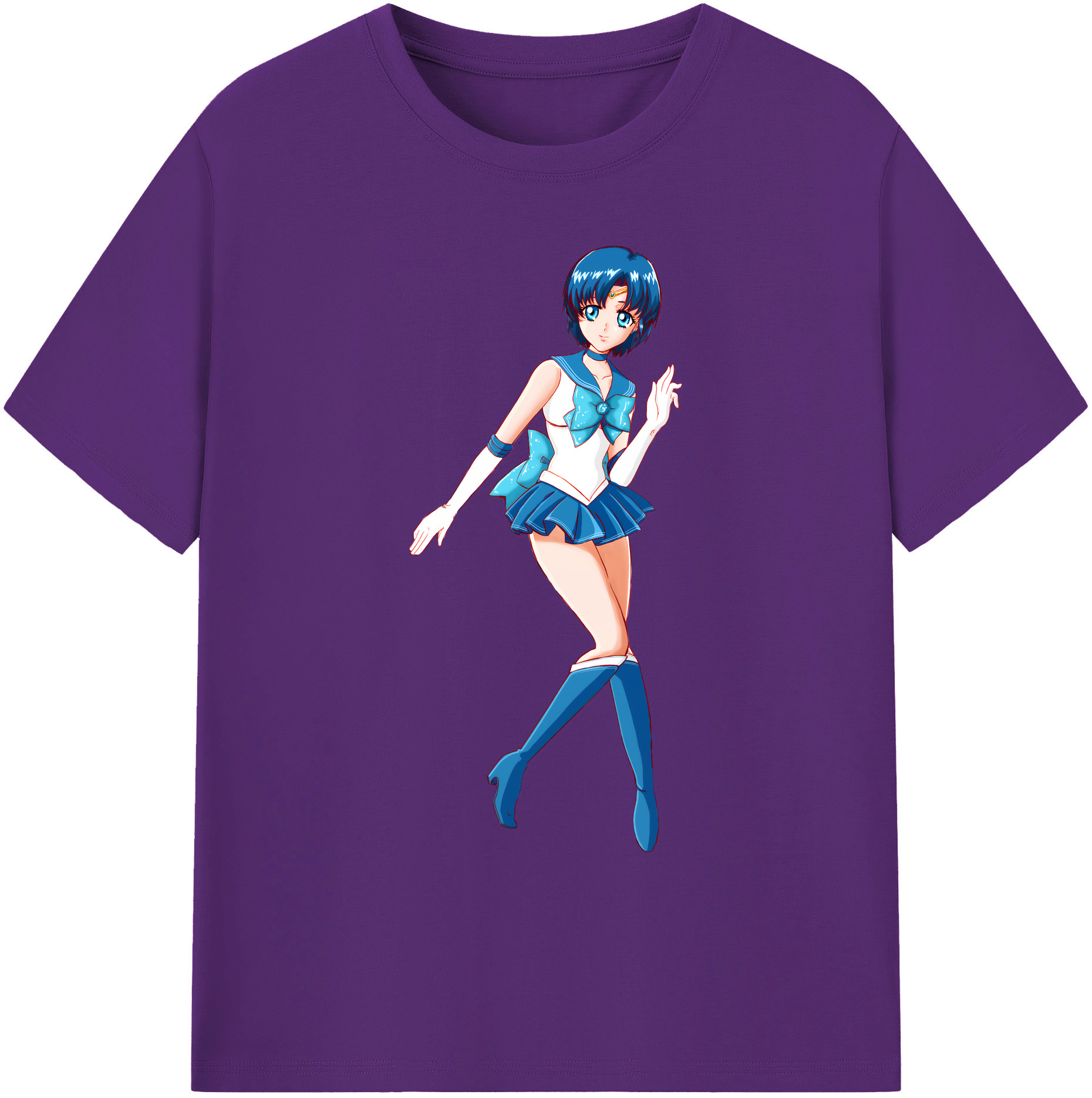 （画像用） 美少女戦士セーラームーン 水野 亜美 みずの あみ Sailor Moon Mizuno Ami 綿100％ メンズ半袖Tシャツ｜肌触りやわらか＆通気性